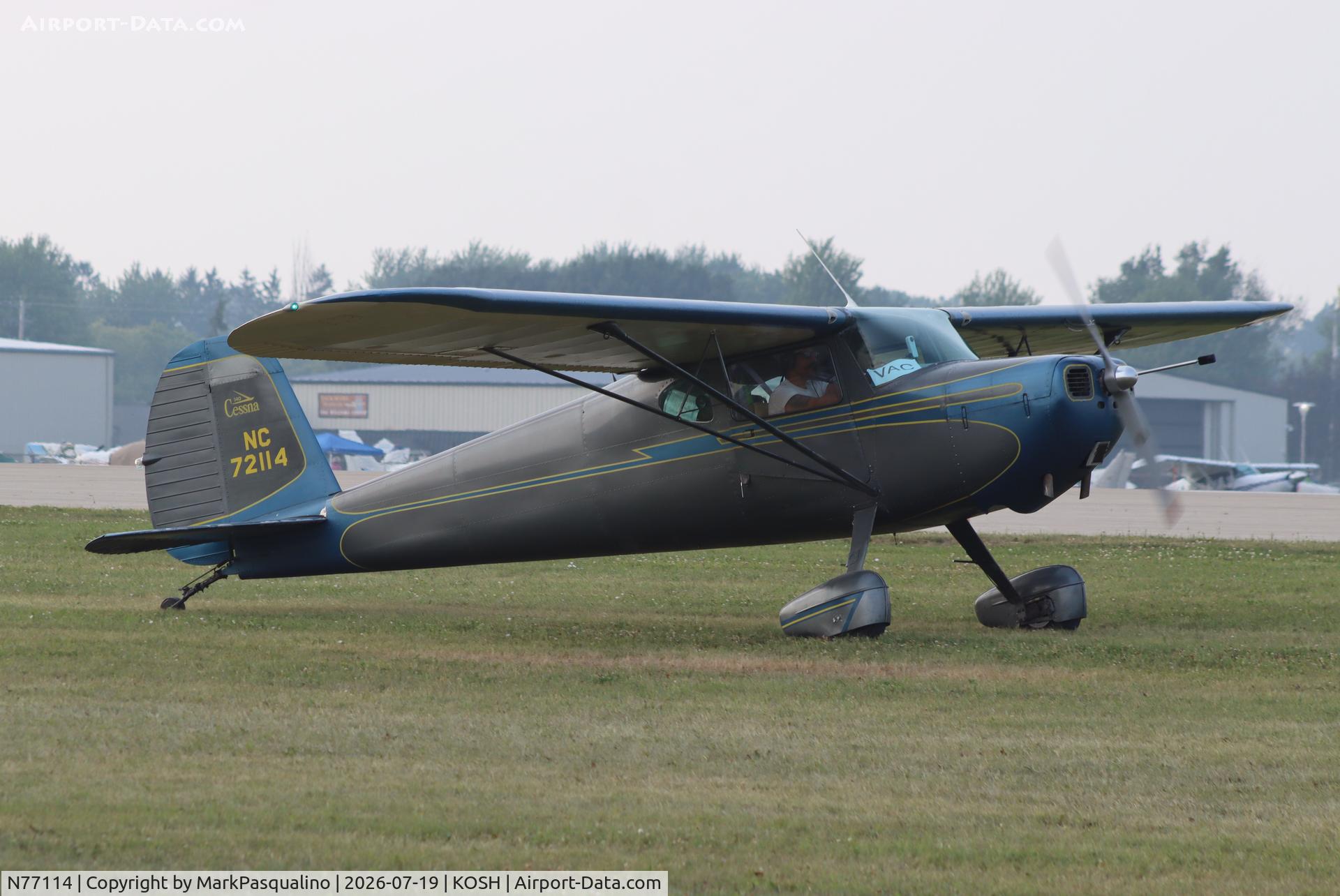Aircraft N77114, 1946 Cessna 140, c/n 11572, Cessna 140, at KOSH, photo by MarkPasqualino