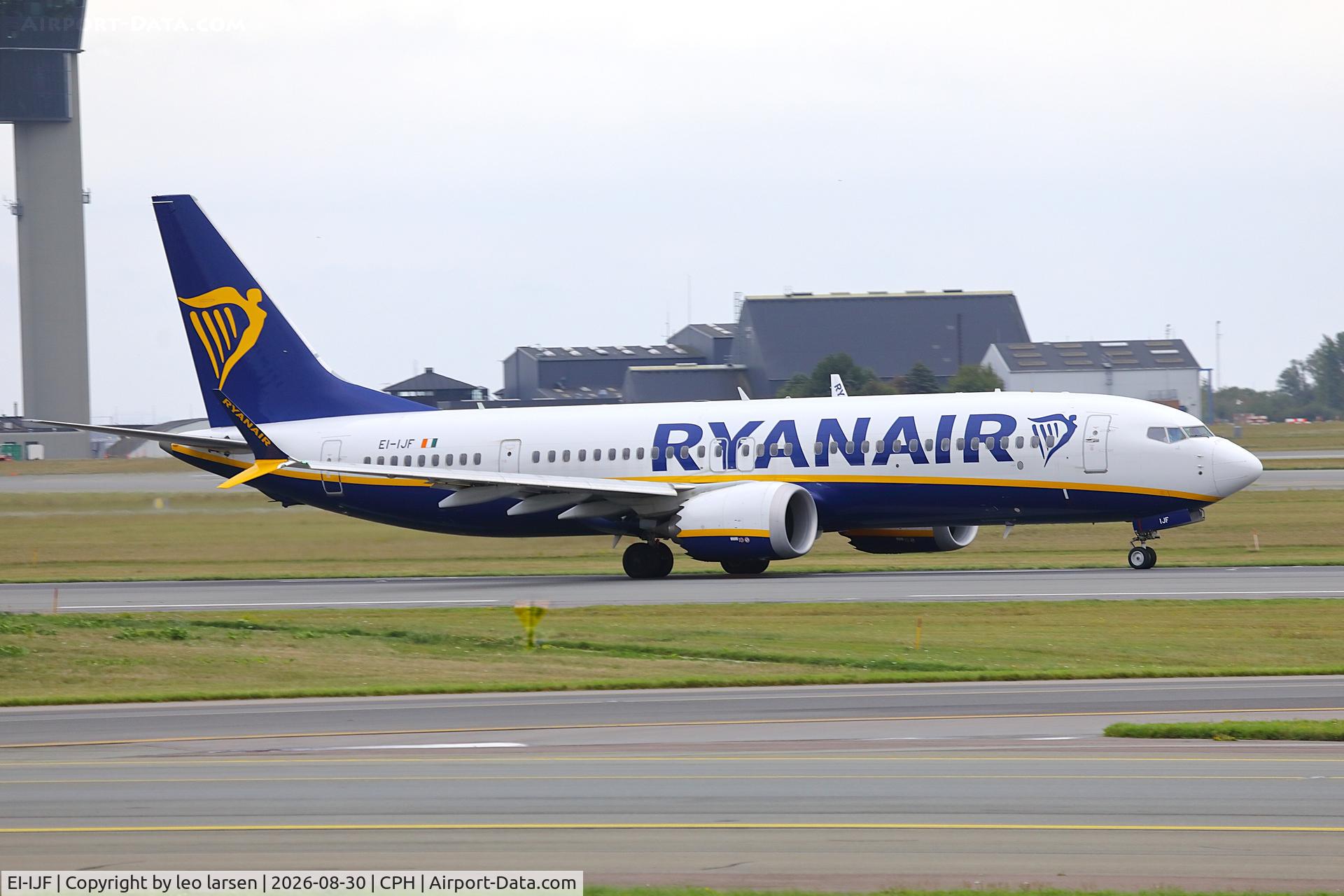 Aircraft EI-IJF, 2024 Boeing 737-8200 MAX, c/n 62370 l/n 8875, Copenhagen 30.8.2026, at CPH, photo by leo larsen