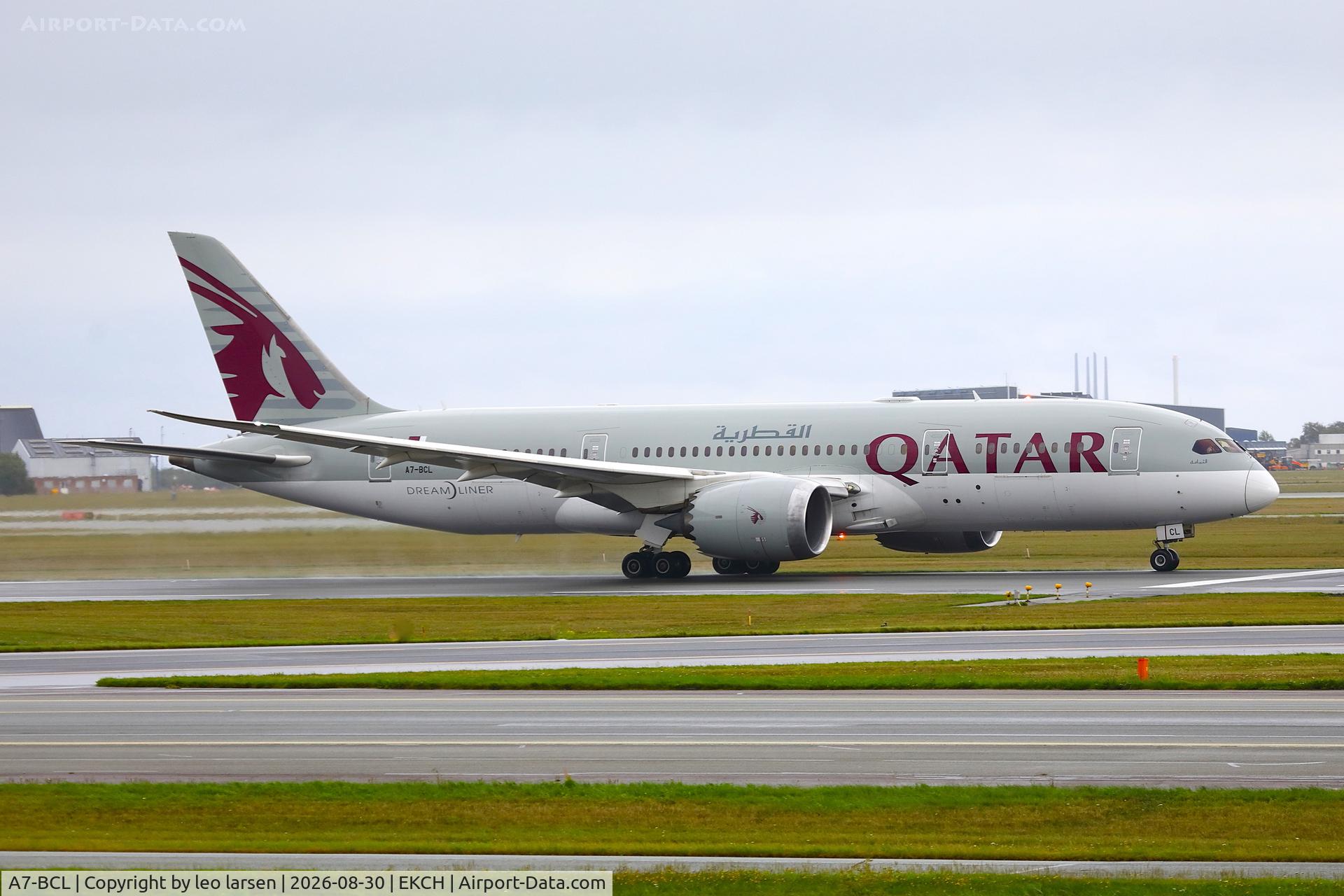 Aircraft A7-BCL, 2012 Boeing 787-8 Dreamliner, c/n 38330 l/n 64, Copenhagen 30.8.2026, at EKCH, photo by leo larsen
