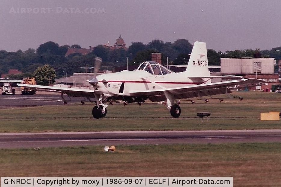 Aircraft G-NRDC, 1981 NDN NDN-6 Fieldmaster, c/n 004, NDN NDN-6 Fieldmaster at Farnborough Air Show., at EGLF, photo by moxy