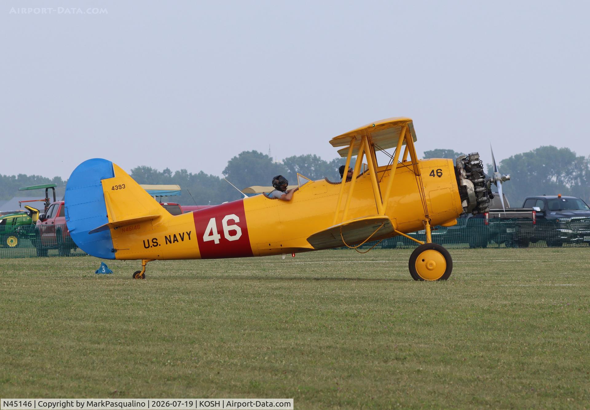 Aircraft N45146, 1940 Naval Aircraft Factory N3N-3, c/n 4393, Naval N3N-3, at KOSH, photo by MarkPasqualino