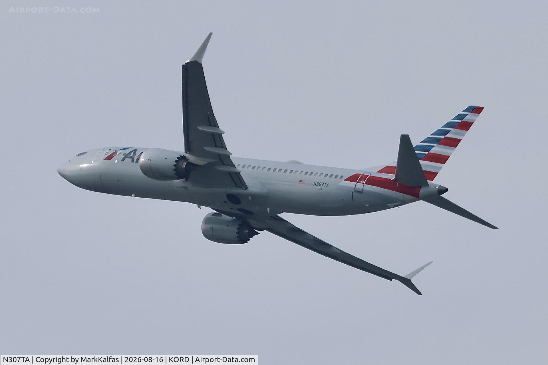 Aircraft N307TA, 2023 Boeing 737-8 MAX, c/n 67988 l/n 8579, B38M American Airlines Boeing 737-8 MAX N307TA departing 27L KORD, at KORD, photo by MarkKalfas