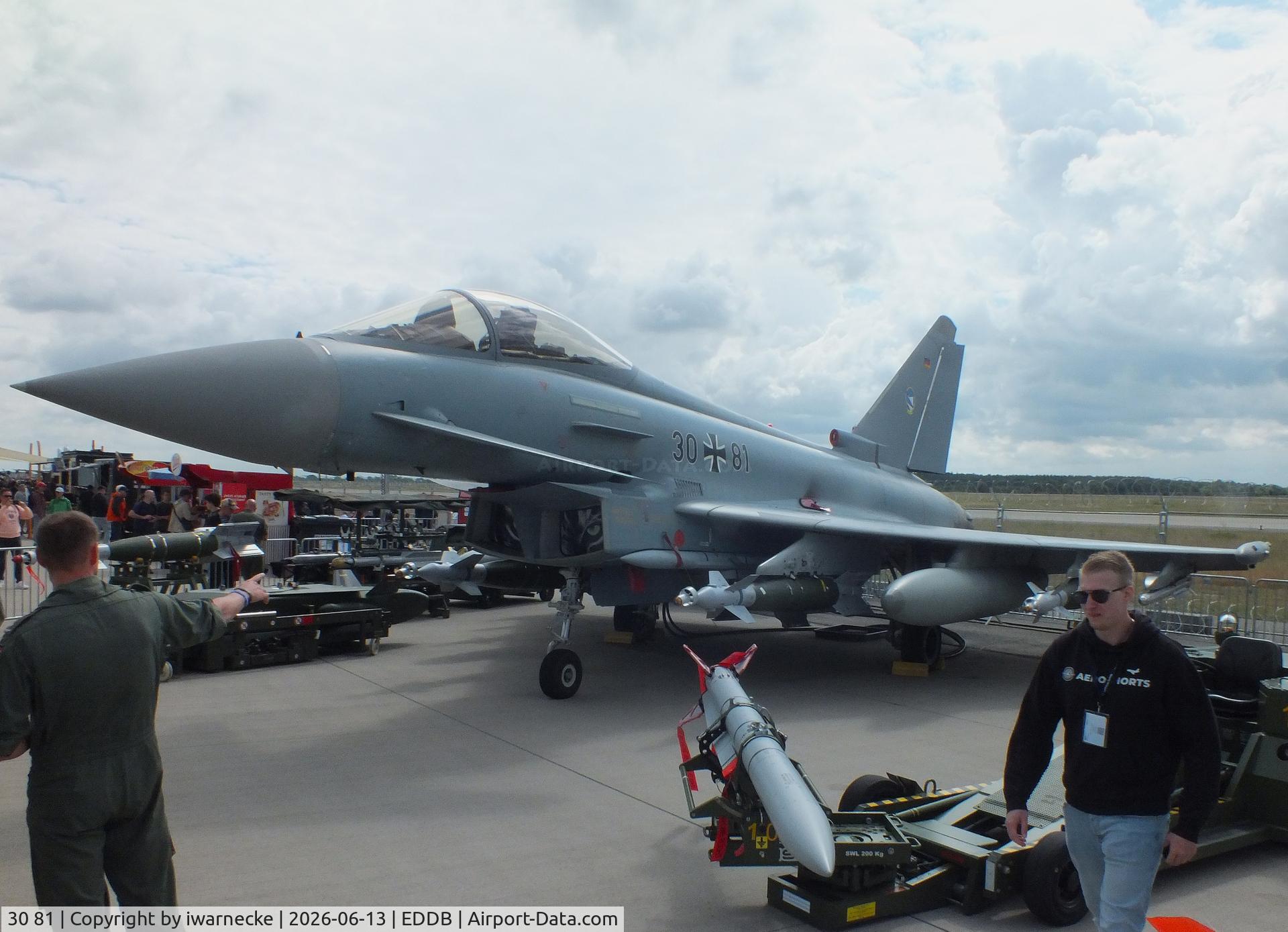 Aircraft 30 81, Eurofighter EF-2000 Typhoon S, c/n GS061, Eurofighter EF2000 of the Luftwaffe (German Air Force) at ILA 2026, Berlin, at EDDB, photo by iwarnecke