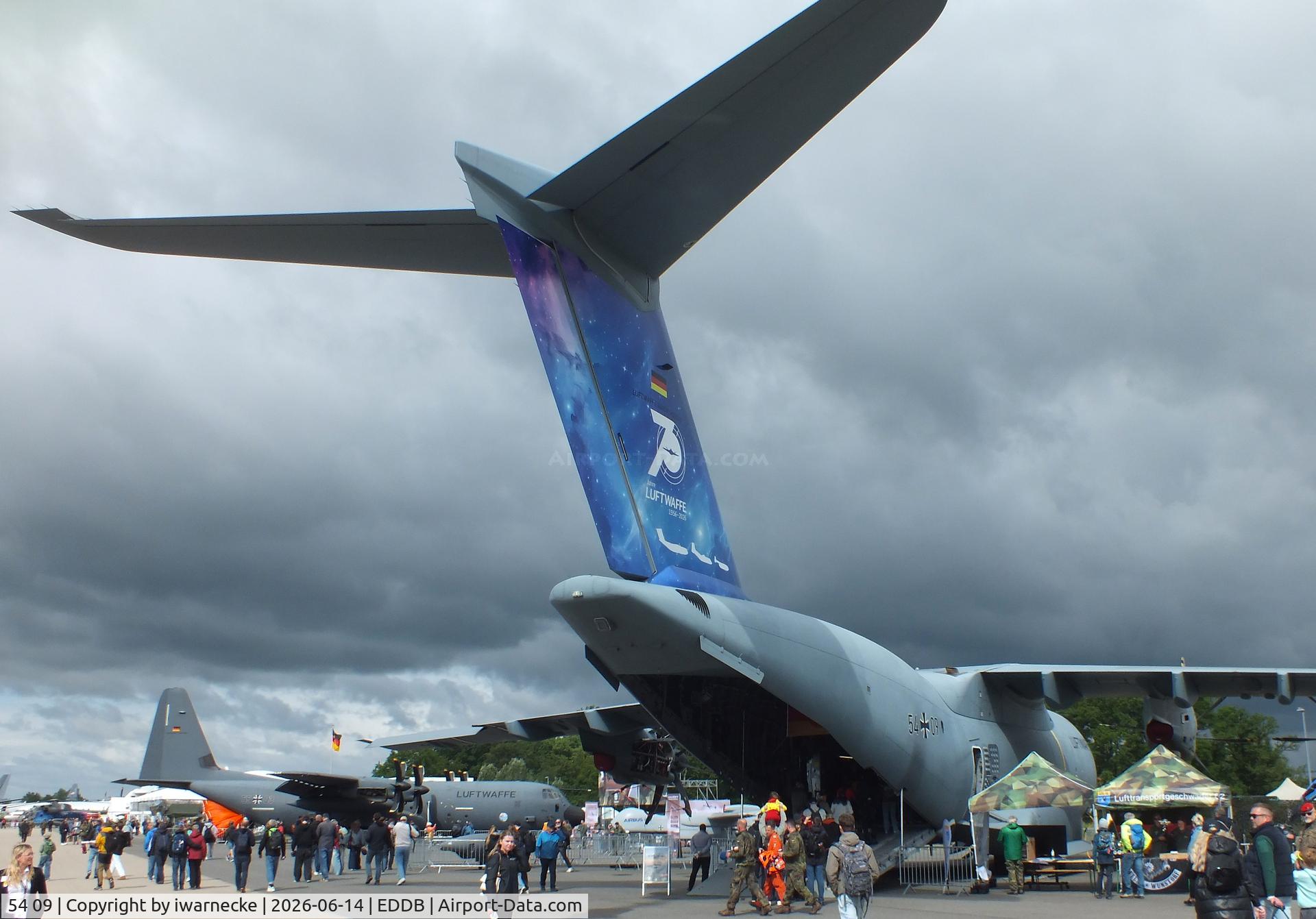 Aircraft 54 09, 2016 Airbus A400M Atlas, c/n 048, Airbus A400M Atlas of the Luftwaffe (German Air Force) in '70 Jahre Luftwaffe / 70 years of Luftwaffe' special colours at ILA 2026, Berlin, at EDDB, photo by iwarnecke