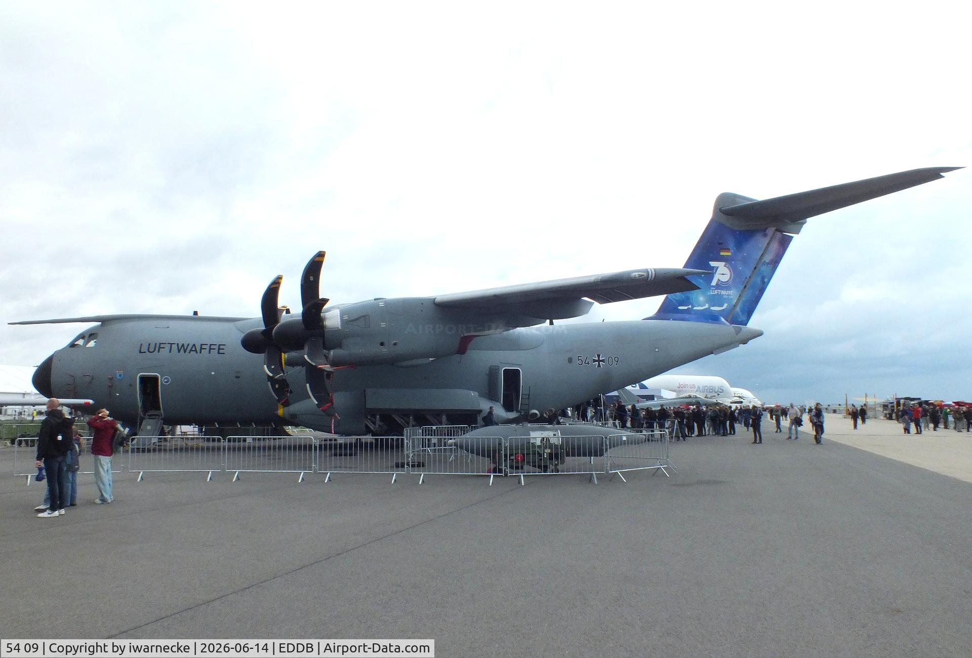Aircraft 54 09, 2016 Airbus A400M Atlas, c/n 048, Airbus A400M Atlas of the Luftwaffe (German Air Force) in '70 Jahre Luftwaffe / 70 years of Luftwaffe' special colours at ILA 2026, Berlin, at EDDB, photo by iwarnecke