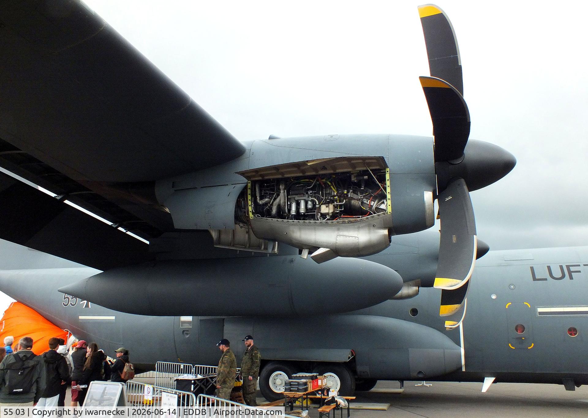 Aircraft 55 03, Lockheed Martin C-130J-30, c/n 5944, Lockheed Martin C-130J Super Hercules of the Luftwaffe (German Air Force) at ILA 2026, Berlin, at EDDB, photo by iwarnecke