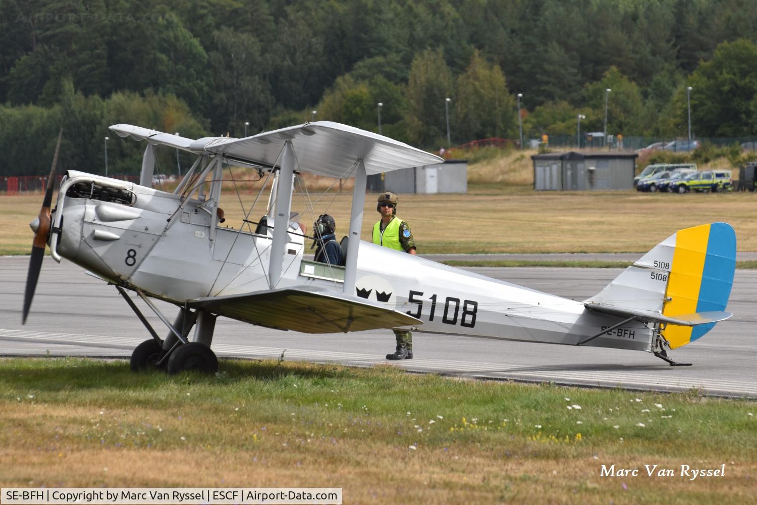 Aircraft SE-BFH, 1931 De Havilland DH-60T Moth Trainer, c/n 1718, At Malmen Air Base on 22-08-2026., at ESCF, photo by Marc Van Ryssel