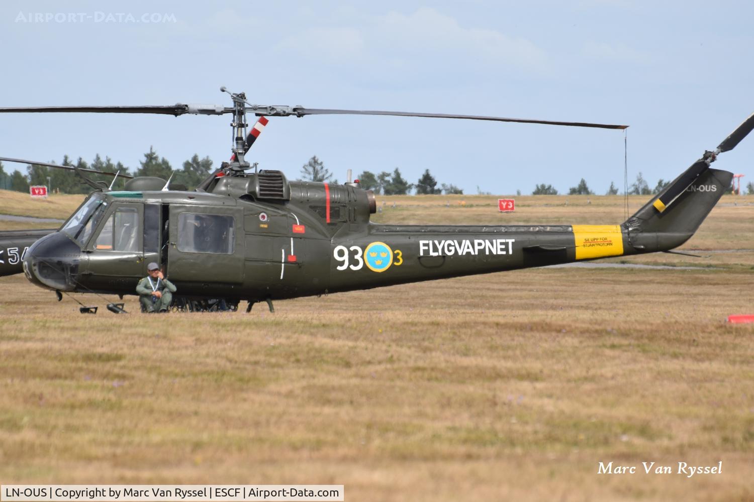 Aircraft LN-OUS, 1967 Bell UH-1E Iroquois, c/n 154777, At Malmen Air Base on 22-08-2026., at ESCF, photo by Marc Van Ryssel