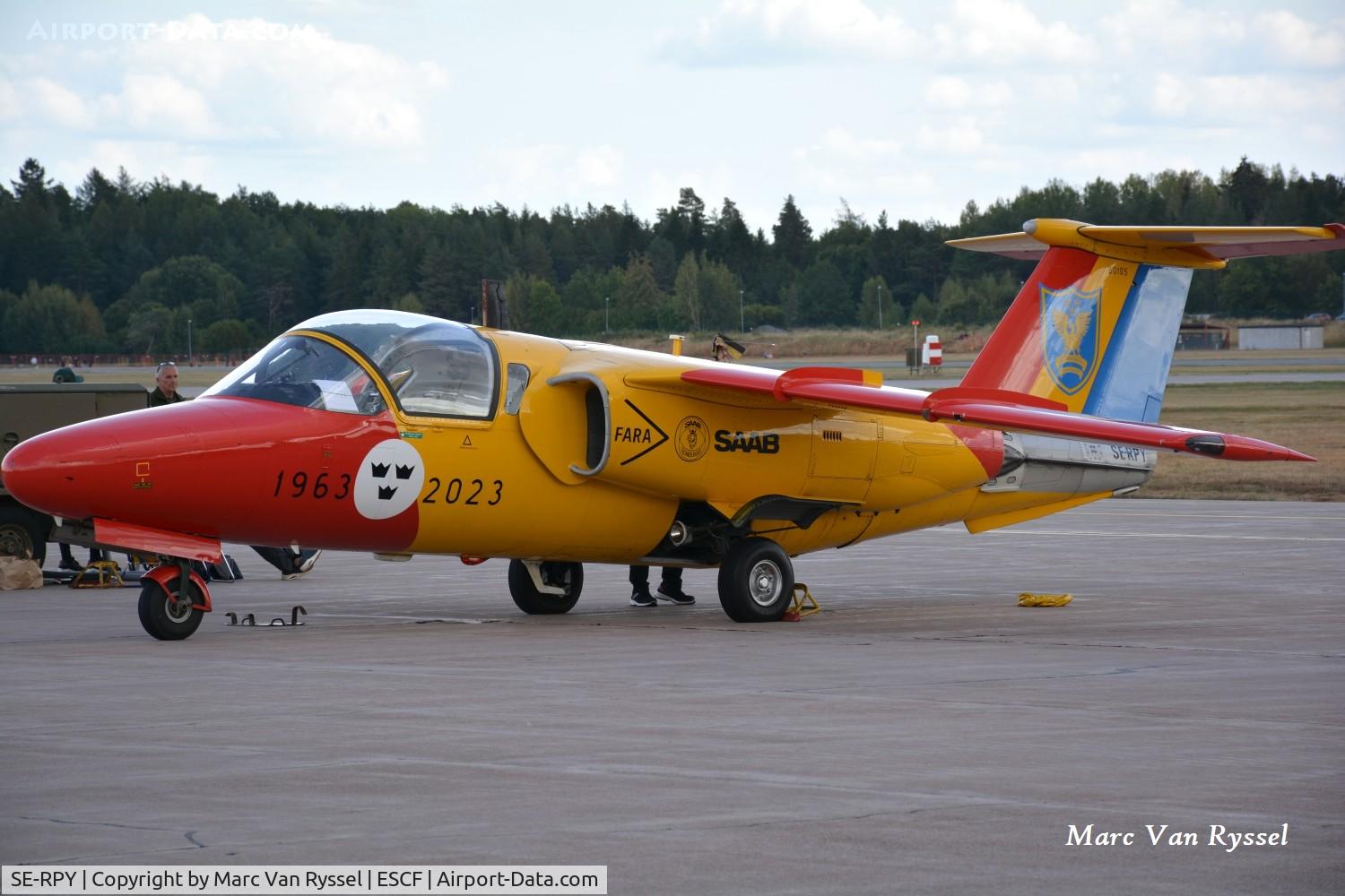 Aircraft SE-RPY, Saab Sk.60A, c/n 60105, At Malmen Air Base on 22-08-2026., at ESCF, photo by Marc Van Ryssel