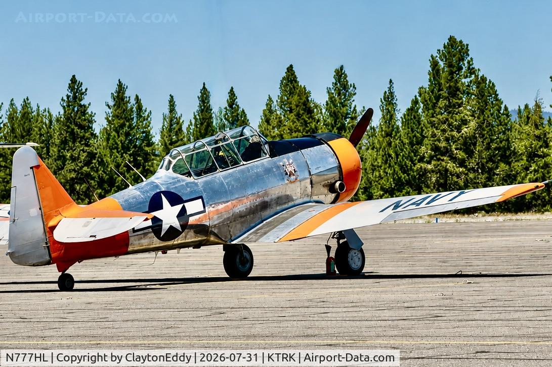 Aircraft N777HL, 1958 North American SNJ-5 Texan, c/n 85008, Truckee Tahoe airport in California 2026., at KTRK, photo by ClaytonEddy