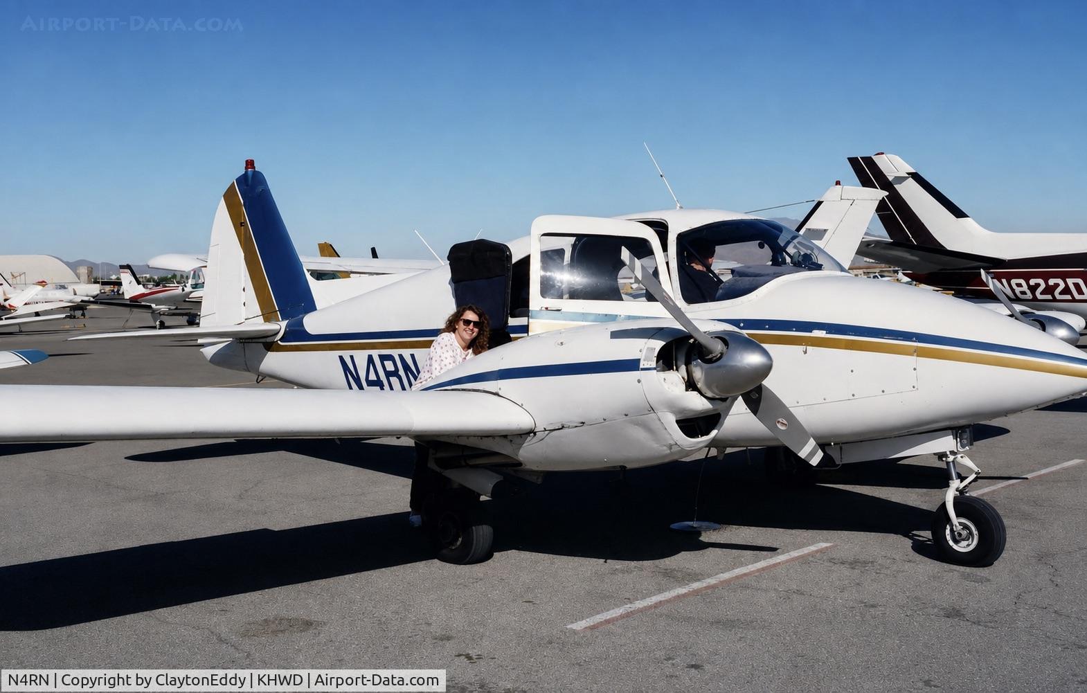 Aircraft N4RN, 1957 Piper PA-23, c/n 23-914, Hayward airport in California 11-92, at KHWD, photo by ClaytonEddy