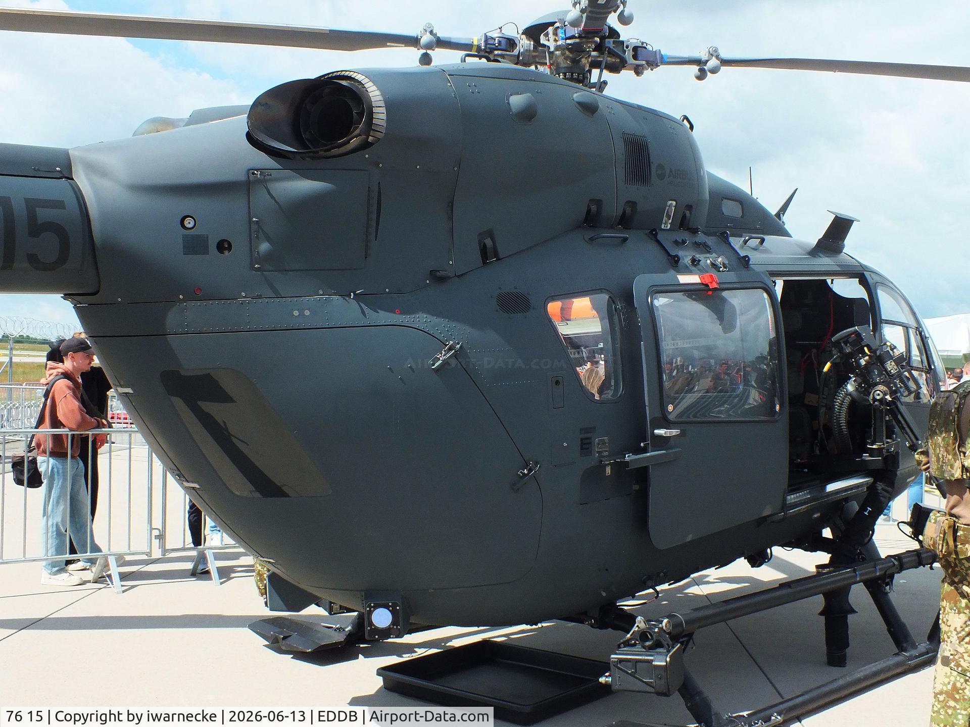 Aircraft 76 15, Airbus Helicopters H-145M (MBB-BK117 D2M), c/n 20139, Airbus Helicopters H145M LUH SOF of the Bundeswehr Spezialkräfte (german special operations forces) at ILA 2026, Berlin, at EDDB, photo by iwarnecke