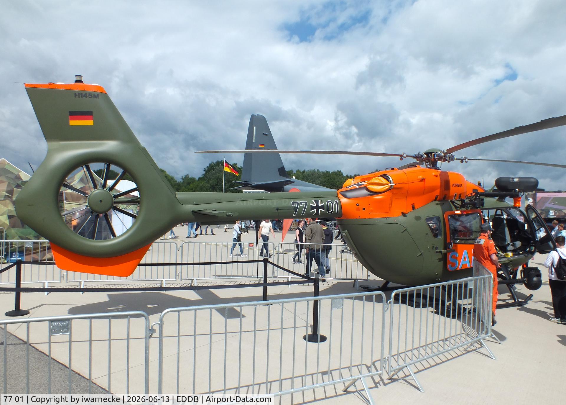 Aircraft 77 01, 2019 Airbus Helicopters H-145M (BK-117D-2), c/n 20268, Airbus Helicopters H145M LUH SAR of Heeresflieger (German army aviation) at the ILA 2026, Berlin, at EDDB, photo by iwarnecke