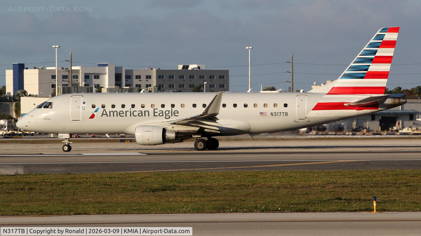 Aircraft N317TB, 2024 Embraer S A ERJ 170-200 LR, c/n 17000967, at mia, at KMIA, photo by Ronald