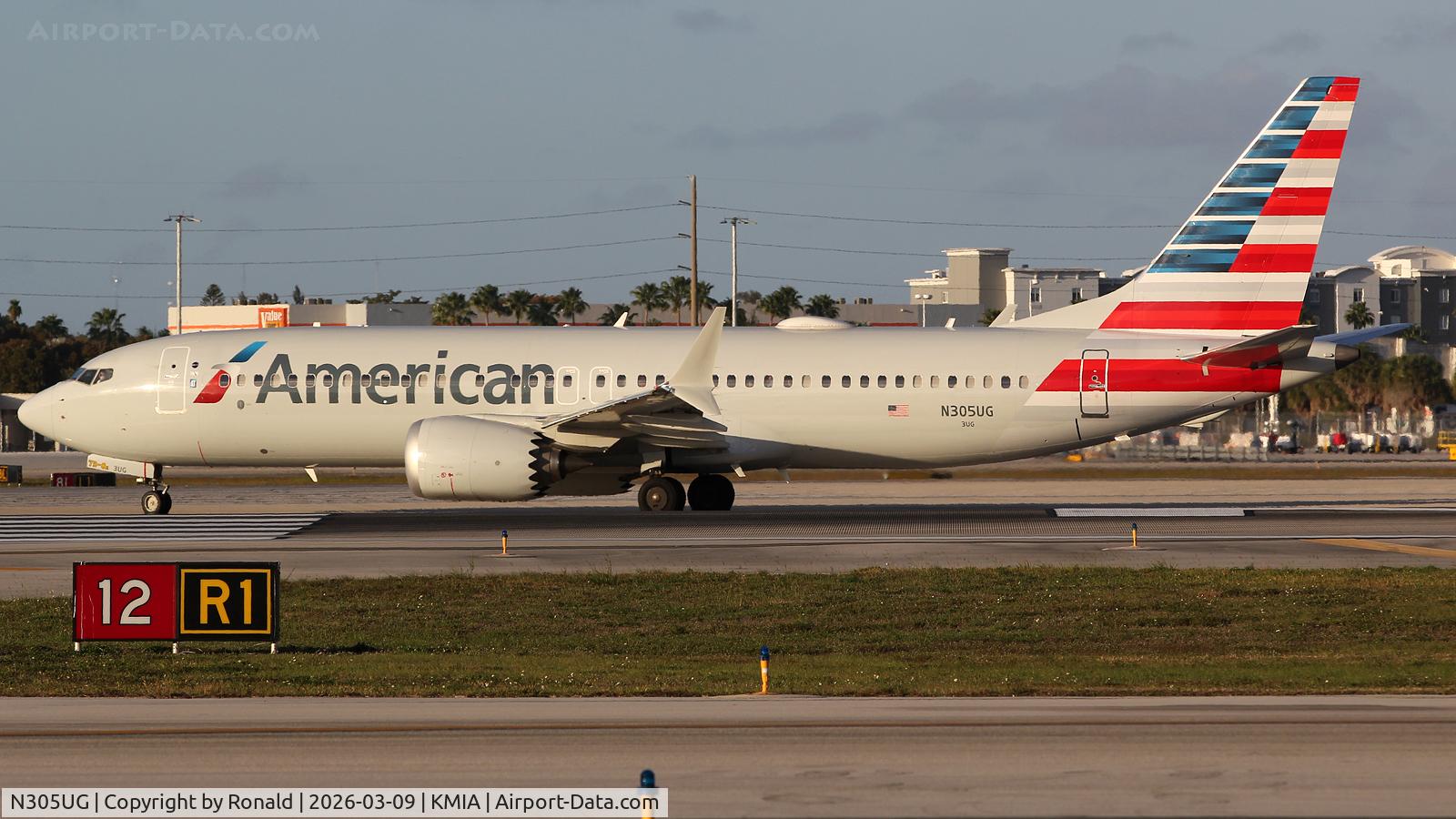 Aircraft N305UG, 2025 Boeing 737-8 MAX, c/n 44511 l/n 9083, at mia, at KMIA, photo by Ronald