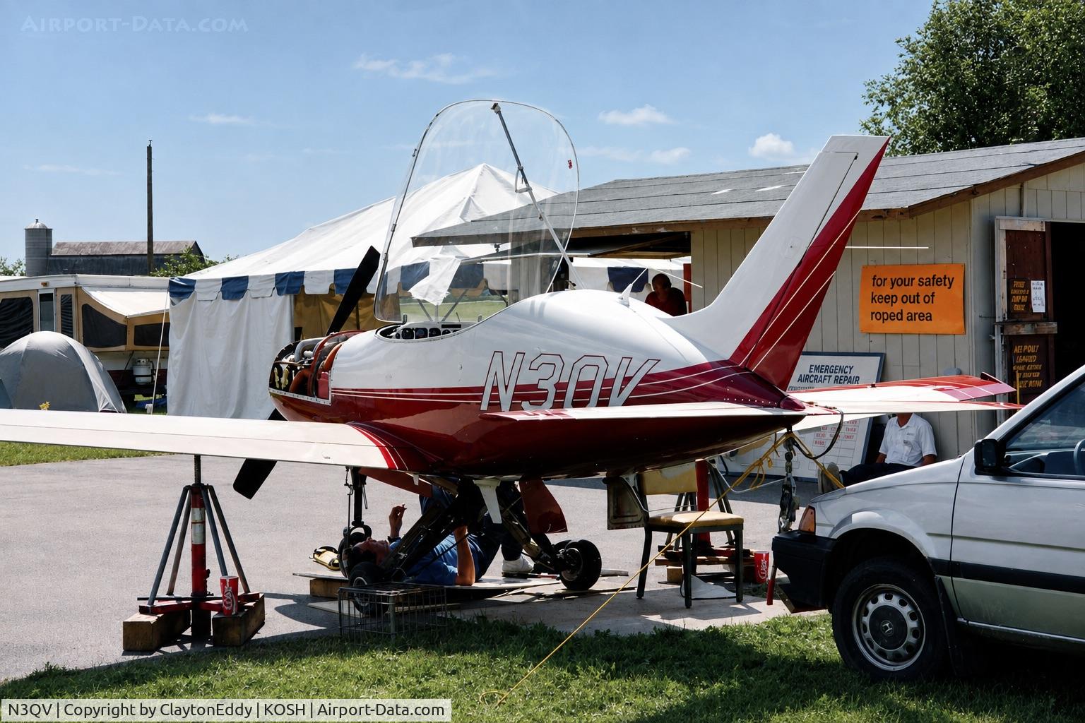 Aircraft N3QV, 1991 Questair Venture, c/n 28, Oshkosh early 1990's, at KOSH, photo by ClaytonEddy