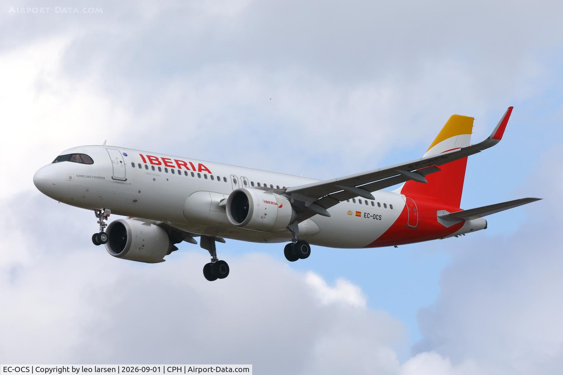 Aircraft EC-OCS, 2023 Airbus A320-251N, c/n 11716, Copenhagen 1.9.2026, at CPH, photo by leo larsen