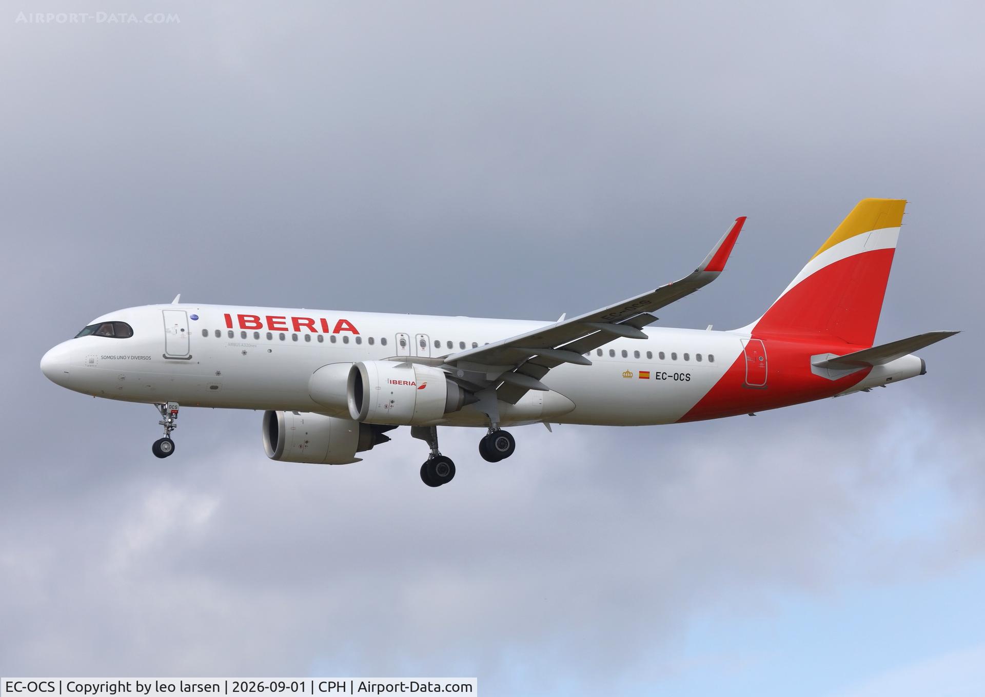 Aircraft EC-OCS, 2023 Airbus A320-251N, c/n 11716, Copenhagen 1.9.2026, at CPH, photo by leo larsen