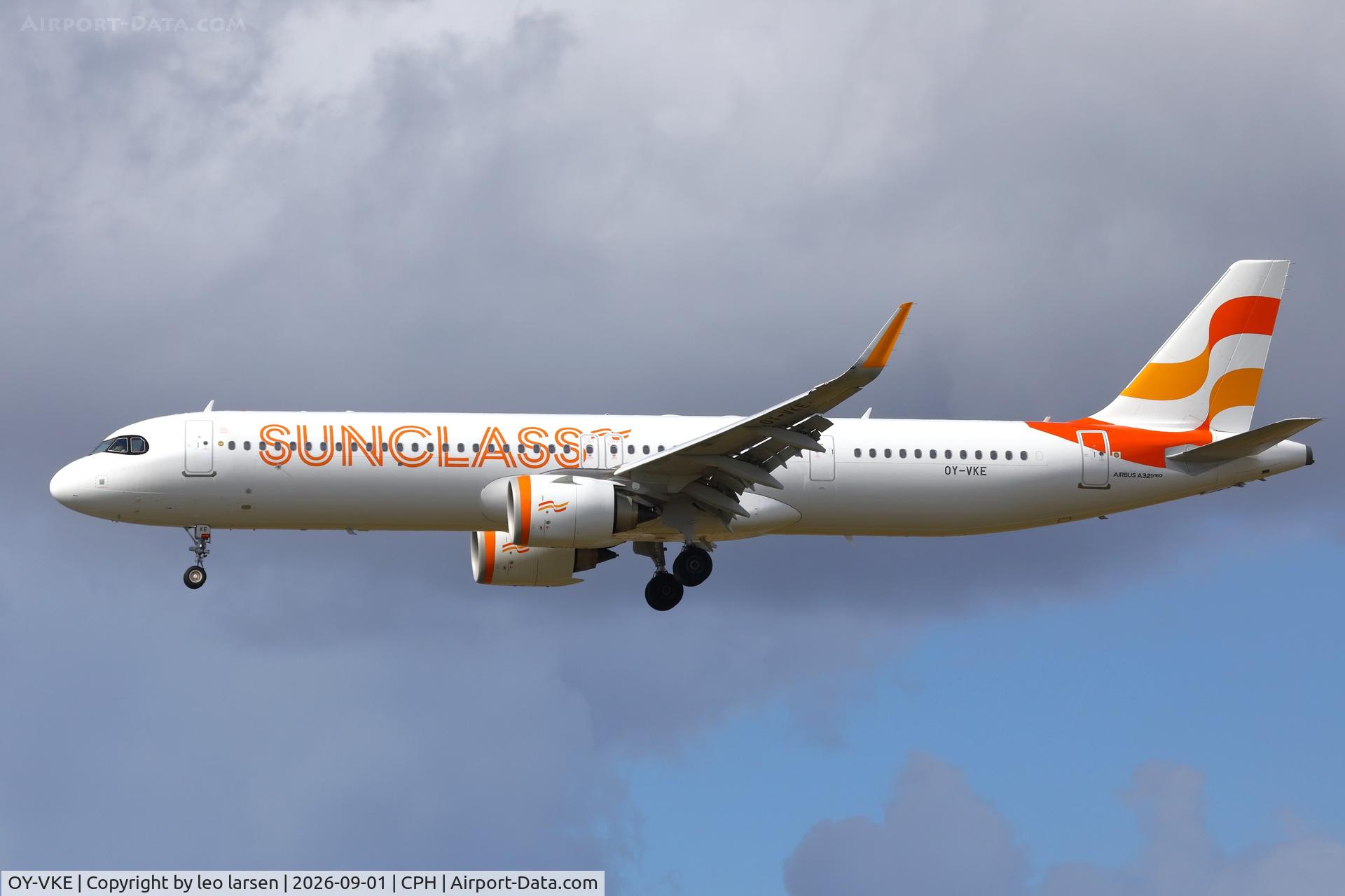 Aircraft OY-VKE, 2025 Airbus A321-251NX, c/n 12679, Copenhagen 1.9.2026, at CPH, photo by leo larsen