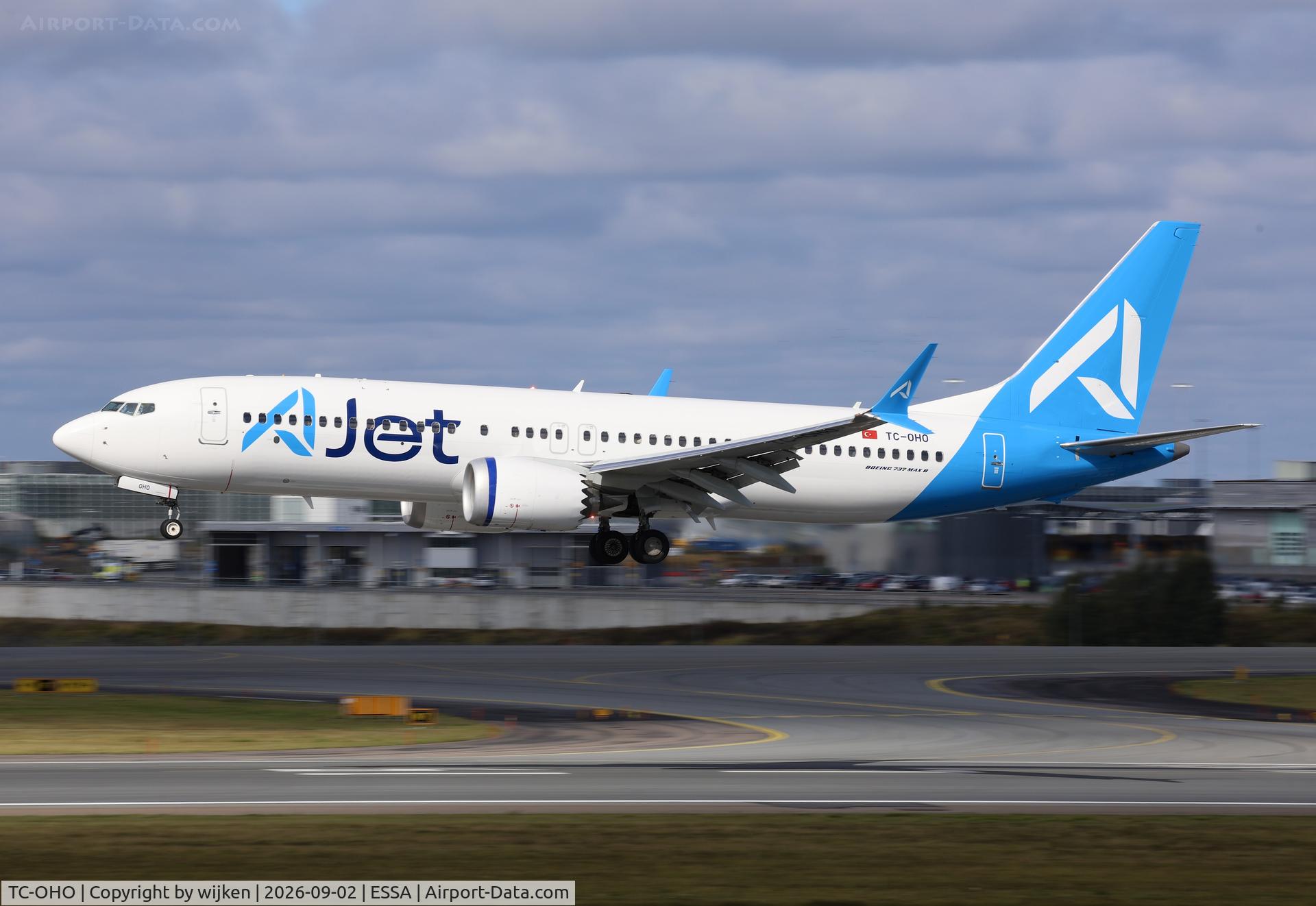 Aircraft TC-OHO, 2026 Boeing 737-8 MAX, c/n 66765 l/n 9597, Rwy 19L, at ESSA, photo by wijken