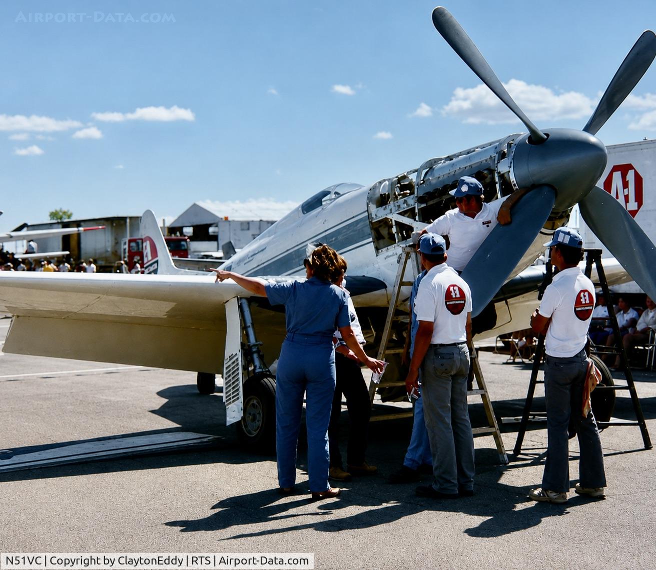 Aircraft N51VC, 1944 North American P-51D Mustang, c/n 122-41042, Reno Air Races 1980's, at RTS, photo by ClaytonEddy