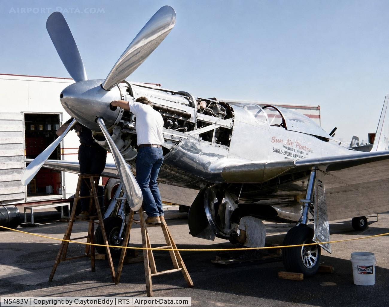 Aircraft N5483V, 1944 North American/aero Classics P-51D, c/n 4473518N, Reno Air Races in Nevada late 1970's, at RTS, photo by ClaytonEddy