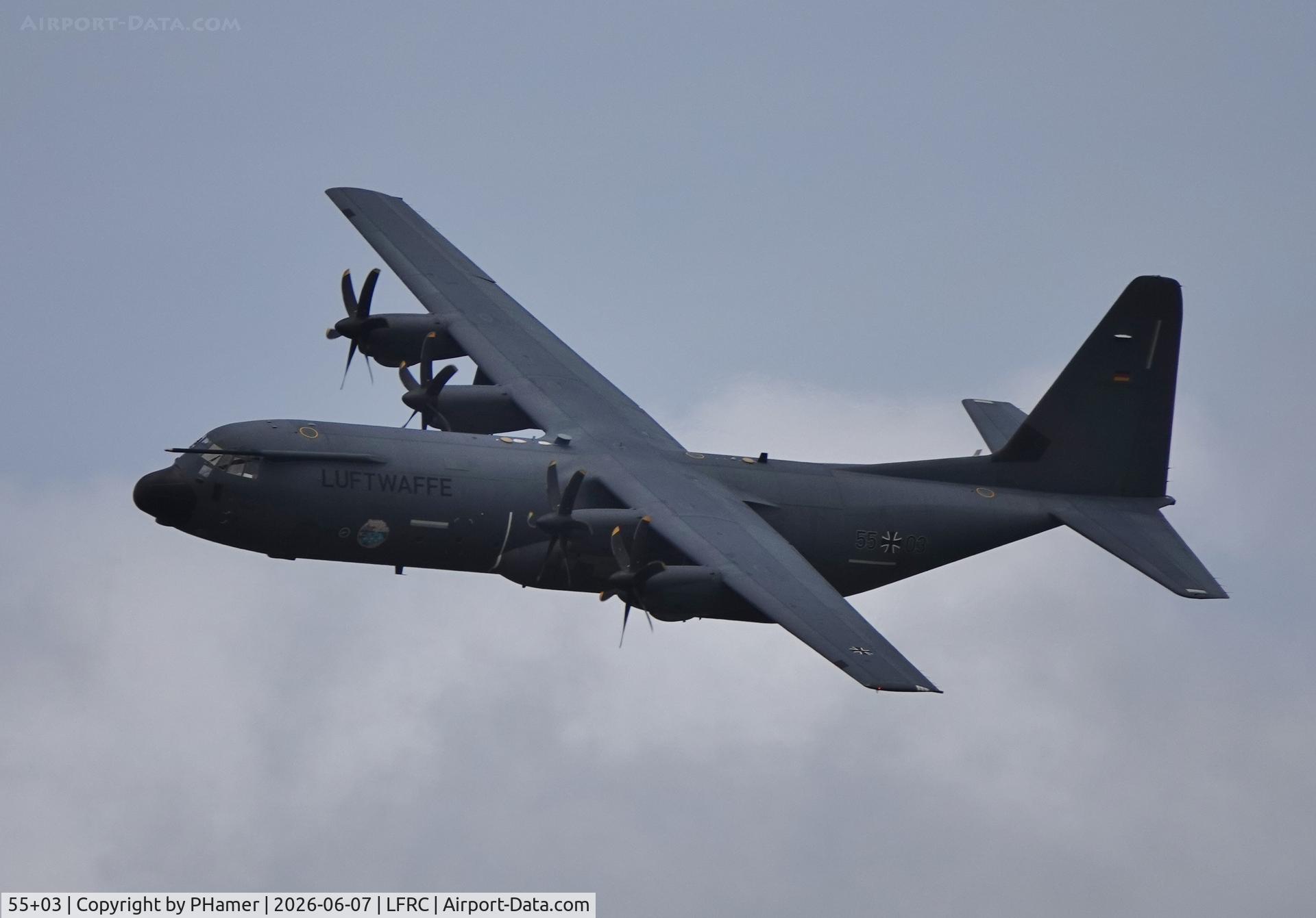 Aircraft 55+03, 2022 Lockheed C-130J-30 Super Hercules, c/n 5944, 82nd Anniversary of D-Day, at LFRC, photo by PHamer