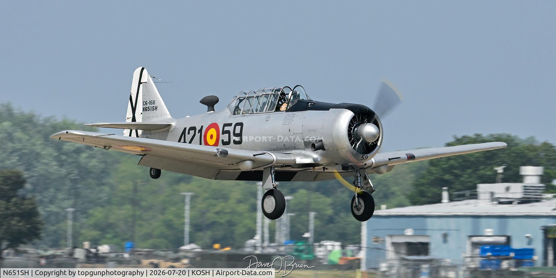 Aircraft N651SH, 1944 North American T-6G Texan, c/n 168-409, Oshkosh 26, at KOSH, photo by topgunphotography
