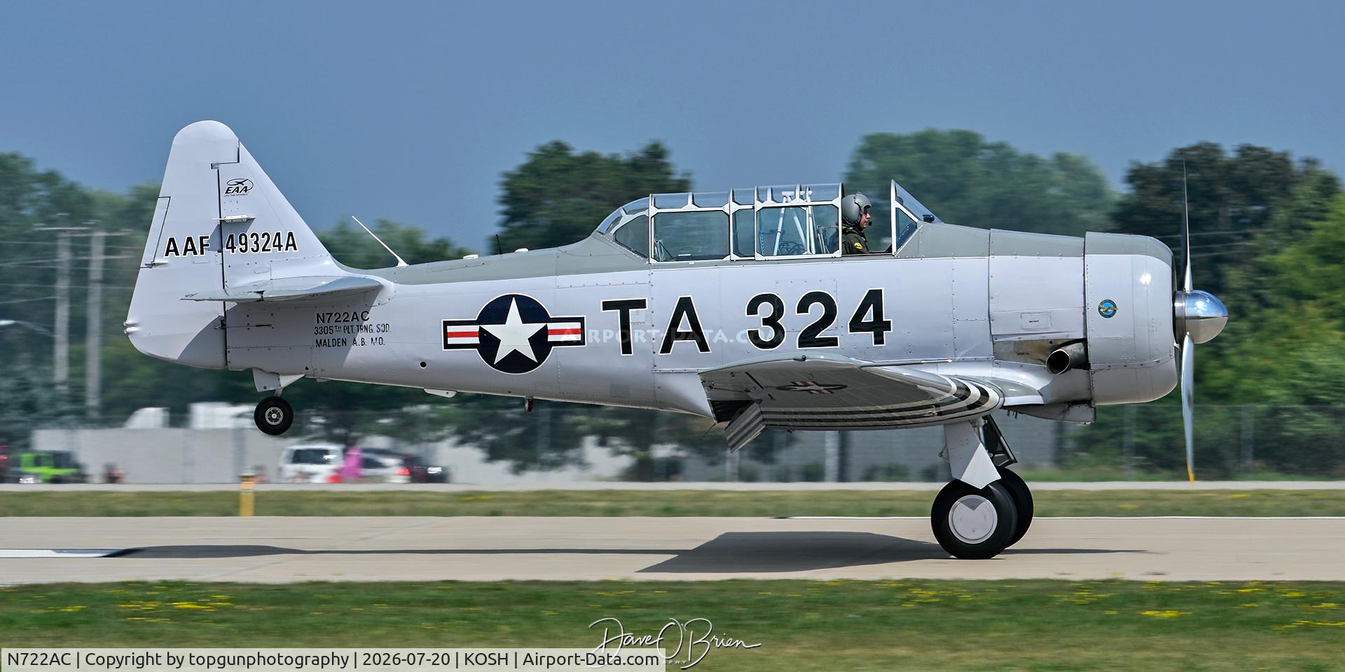 Aircraft N722AC, North American AT-6G Texan, c/n 168-346 (49-3242), Oshkosh 26, at KOSH, photo by topgunphotography