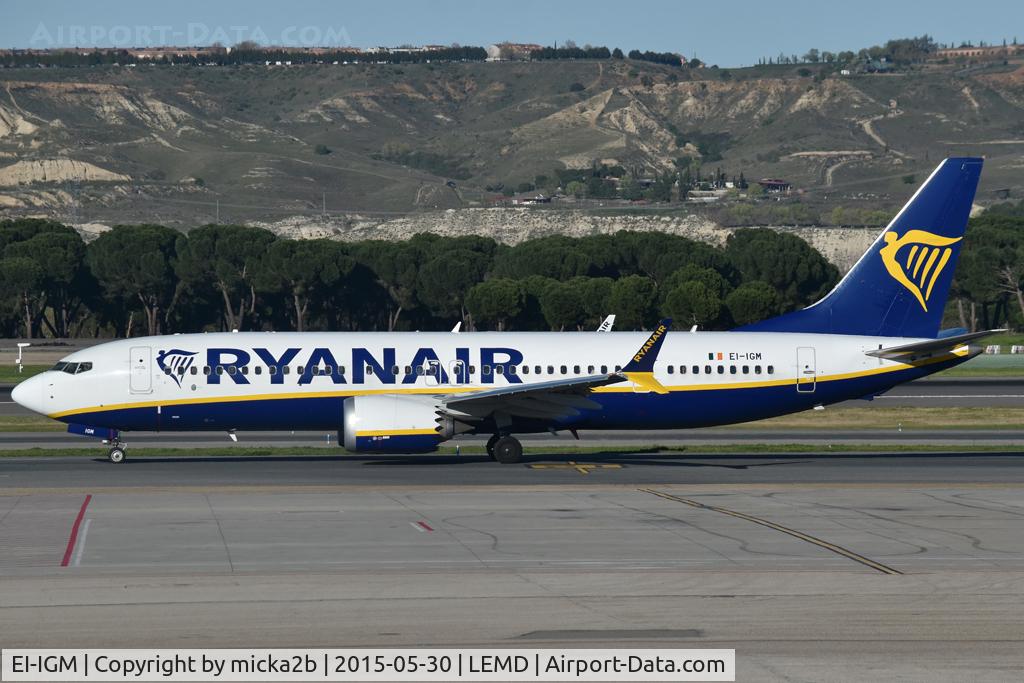Aircraft EI-IGM, 2023 Boeing 737-8 MAX 200, c/n 67073 l/n 8583, Taxiing, at LEMD, photo by micka2b