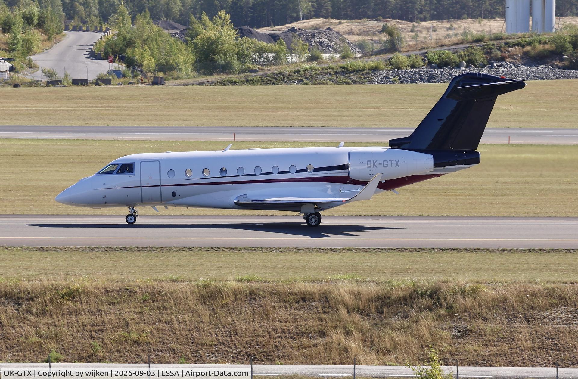 Aircraft OK-GTX, 2023 Gulfstream IAI G280, c/n 2253, Twy W, at ESSA, photo by wijken