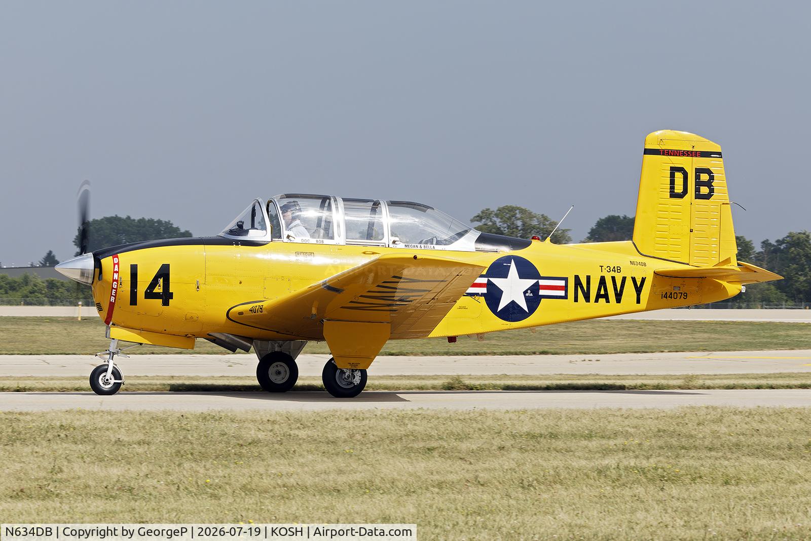 Aircraft N634DB, 1960 Beech T-34B, c/n BG-386, Airventure 2026., at KOSH, photo by GeorgeP