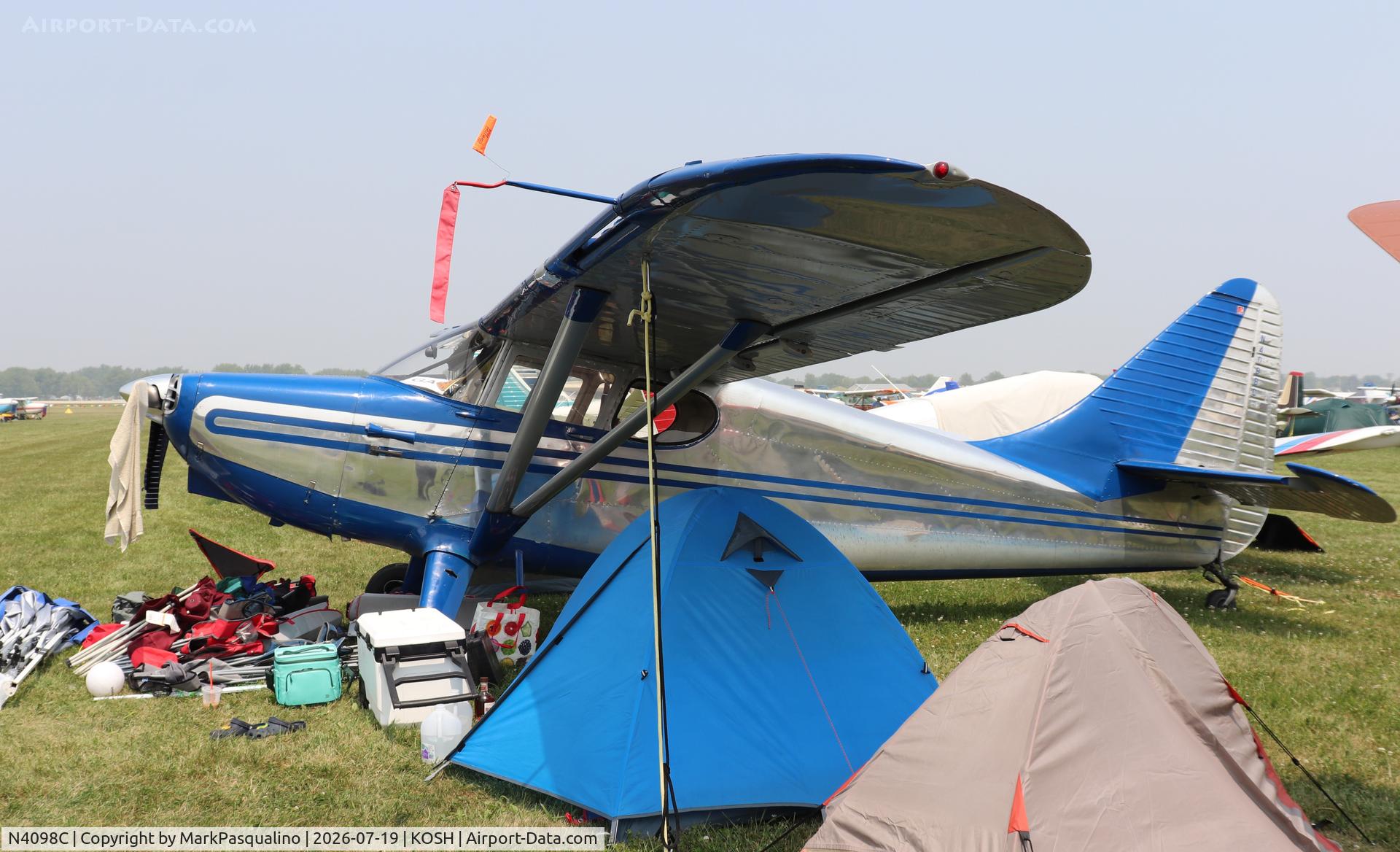 Aircraft N4098C, 1954 Universal Stinson 108-3, c/n 108-5098, Stinson 108-3, at KOSH, photo by MarkPasqualino
