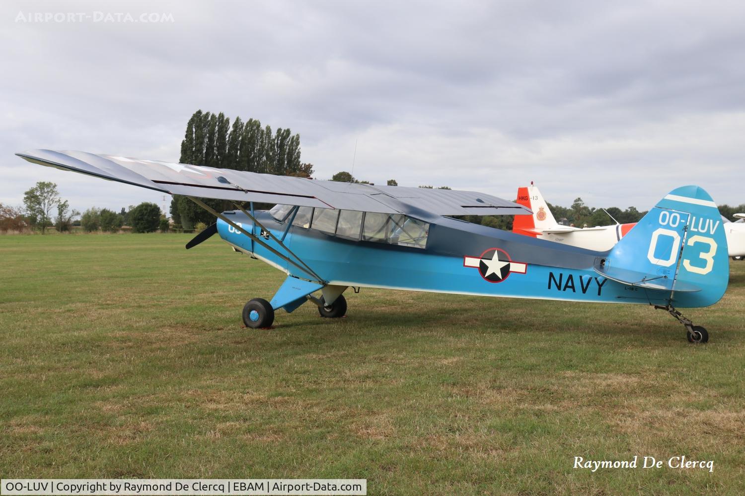 Aircraft OO-LUV, 1952 Piper PA-18-95 Super Cub Super Cub, c/n 18-3299, At Amougies on 29-08-2026., at EBAM, photo by Raymond De Clercq