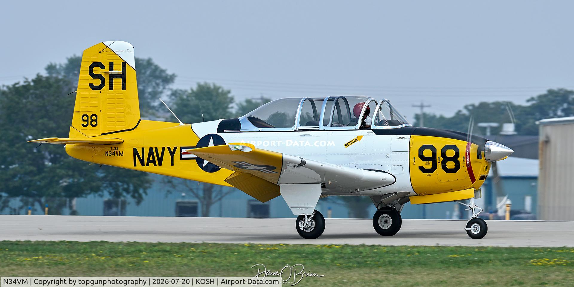 Aircraft N34VM, 1954 Beech T-34A (A-45) Mentor, c/n G-98, Oshkosh 26, at KOSH, photo by topgunphotography