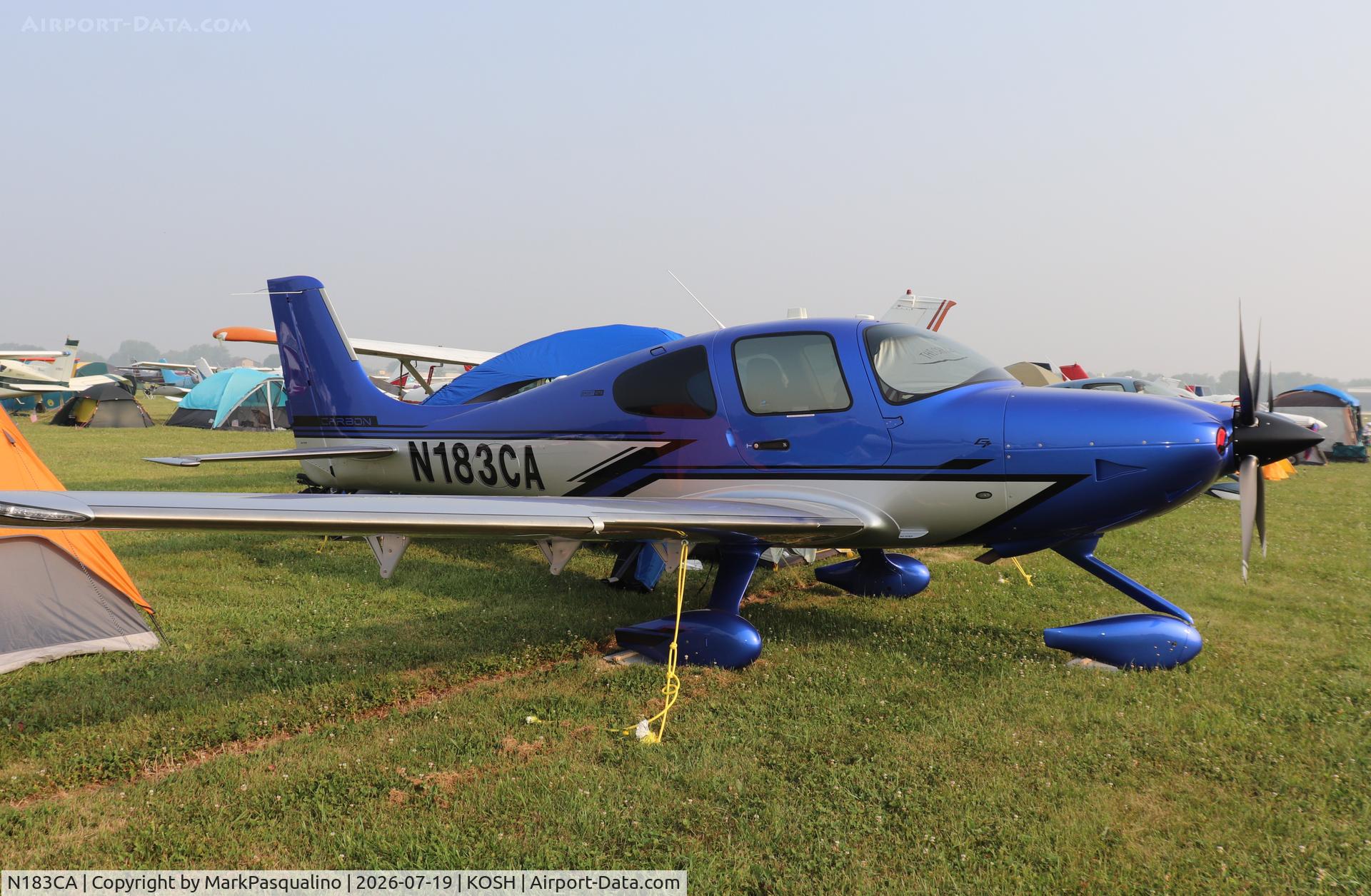 Aircraft N183CA, 2026 Cirrus SR22T, c/n 11195, Cirrus SR22T, at KOSH, photo by MarkPasqualino