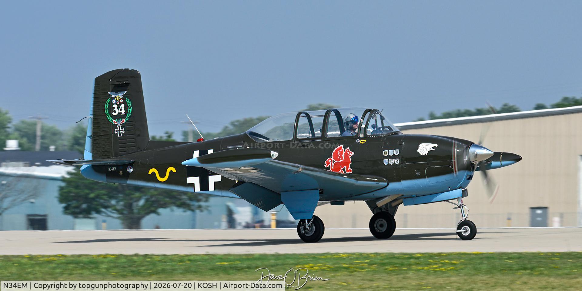 Aircraft N34EM, 1953 Beech (CCF) T-34A (A45) Mentor, c/n CCF34-119, Oshkosh 26, at KOSH, photo by topgunphotography