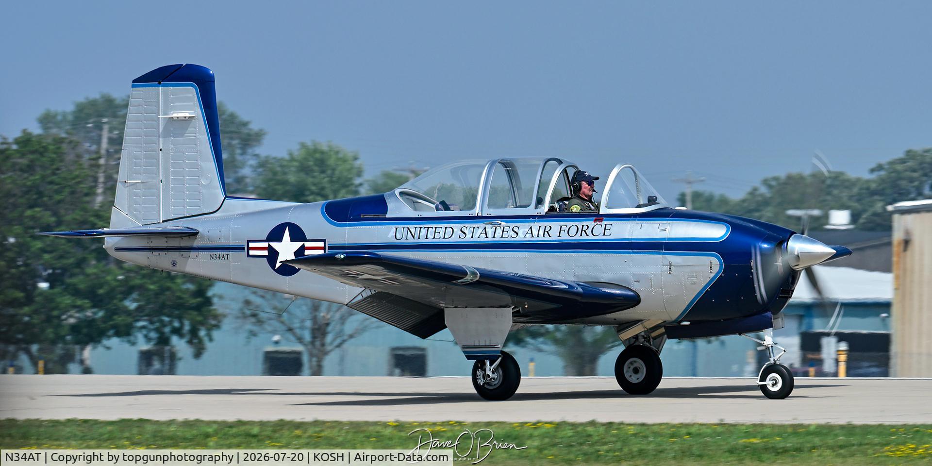 Aircraft N34AT, 1957 Beech T-34A (A45) Mentor Mentor, c/n G-139, Oshkosh 26, at KOSH, photo by topgunphotography