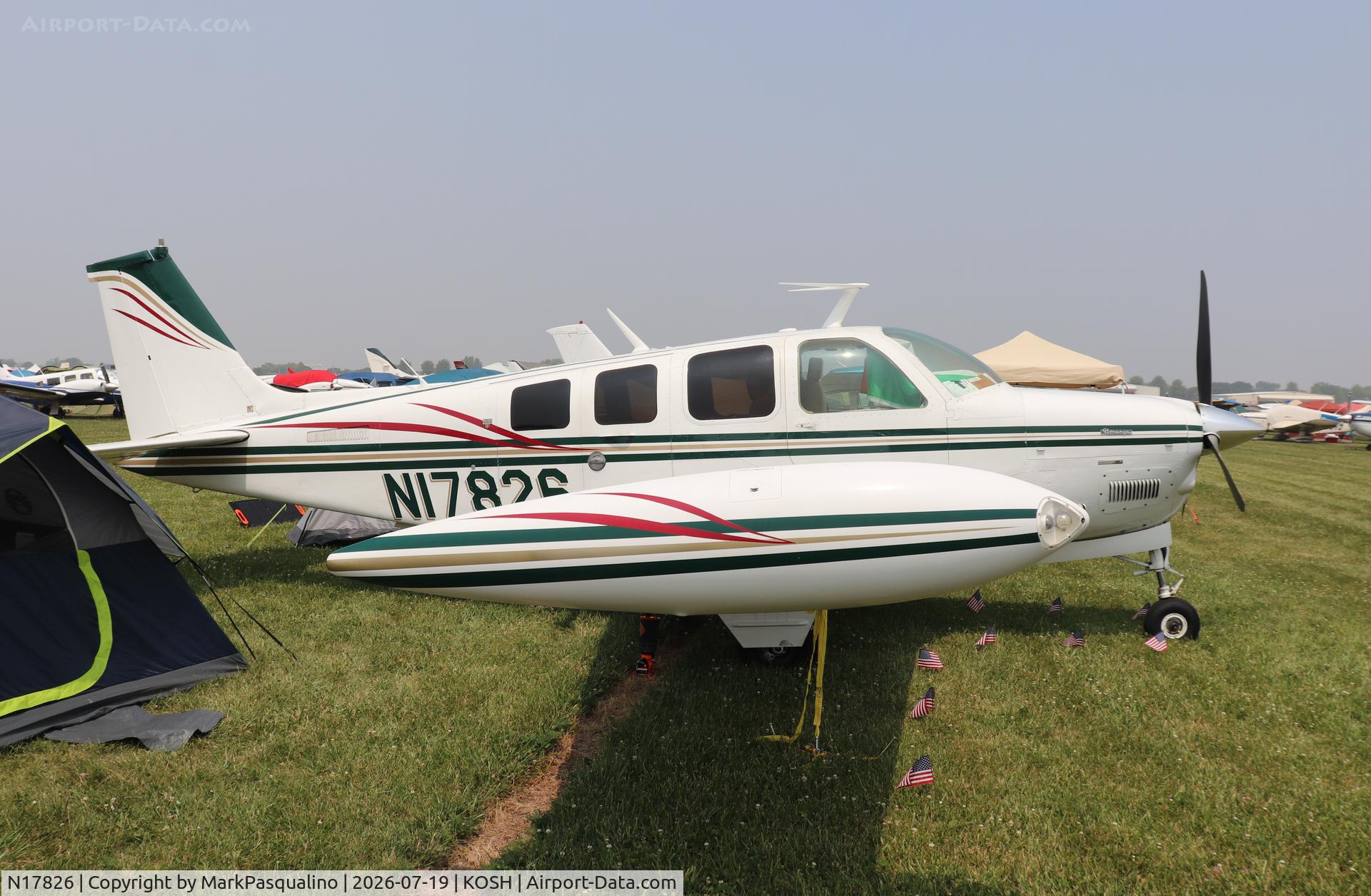 Aircraft N17826, 1977 Beech A36 Bonanza 36, c/n E-1036, Beech A36, at KOSH, photo by MarkPasqualino