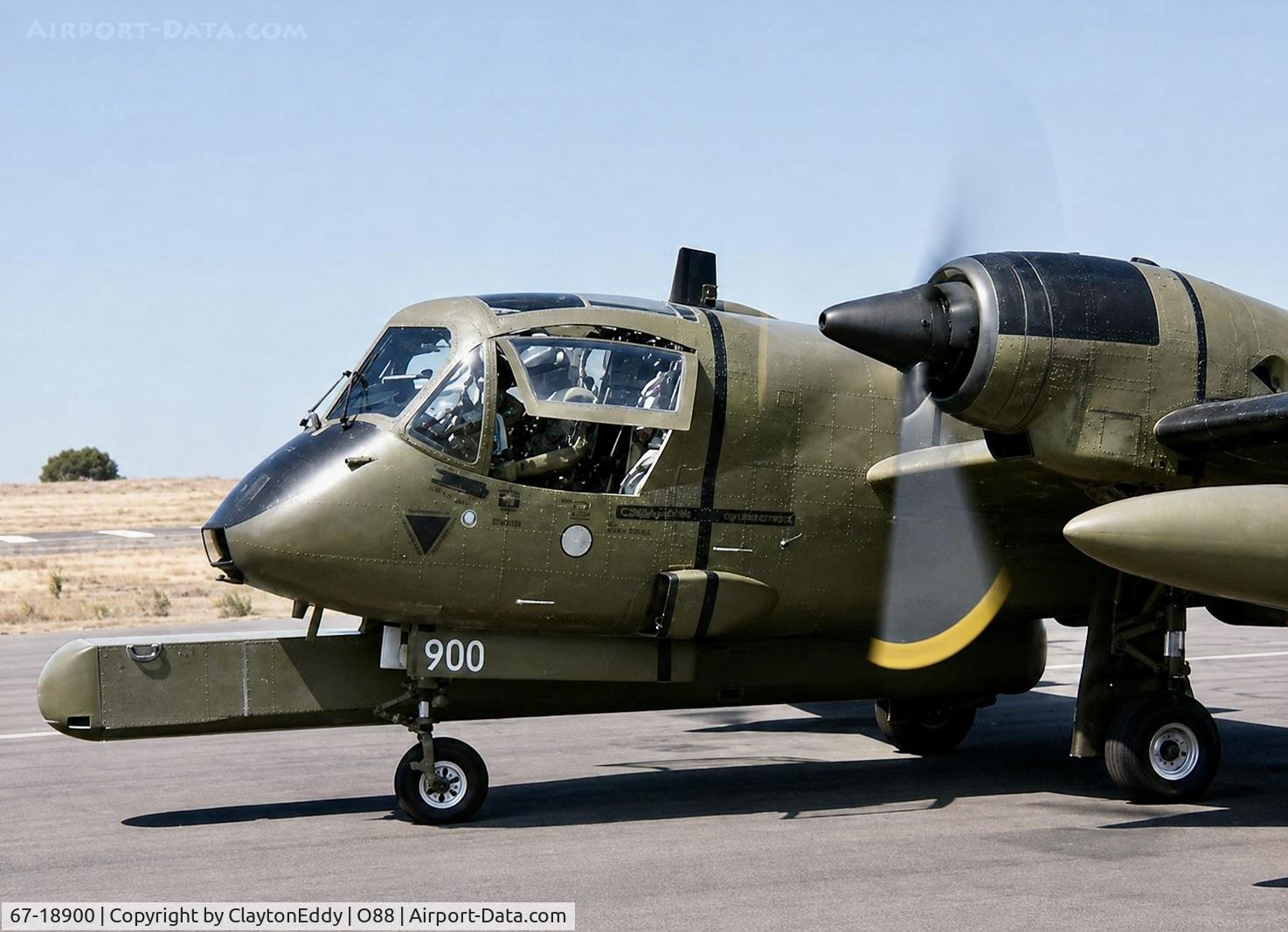 Aircraft 67-18900, 1967 Grumman OV-1C Mohawk, c/n 101C, Old Rio Vista Airport in California late 1970's or early 1980's, at O88, photo by ClaytonEddy