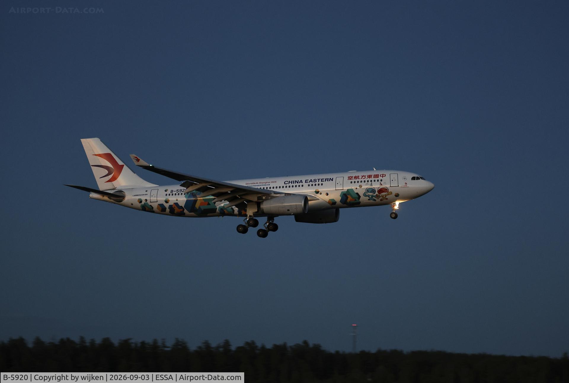 Aircraft B-5920, 2012 Airbus A330-243, c/n 1375, Rwy 19L, at ESSA, photo by wijken