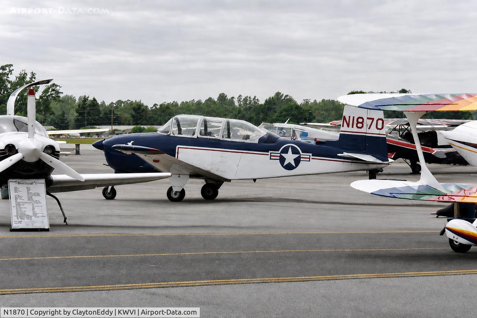 Aircraft N1870, Beech T-34B, c/n 140928, Watsonville airport airshow in California 1995, at KWVI, photo by ClaytonEddy