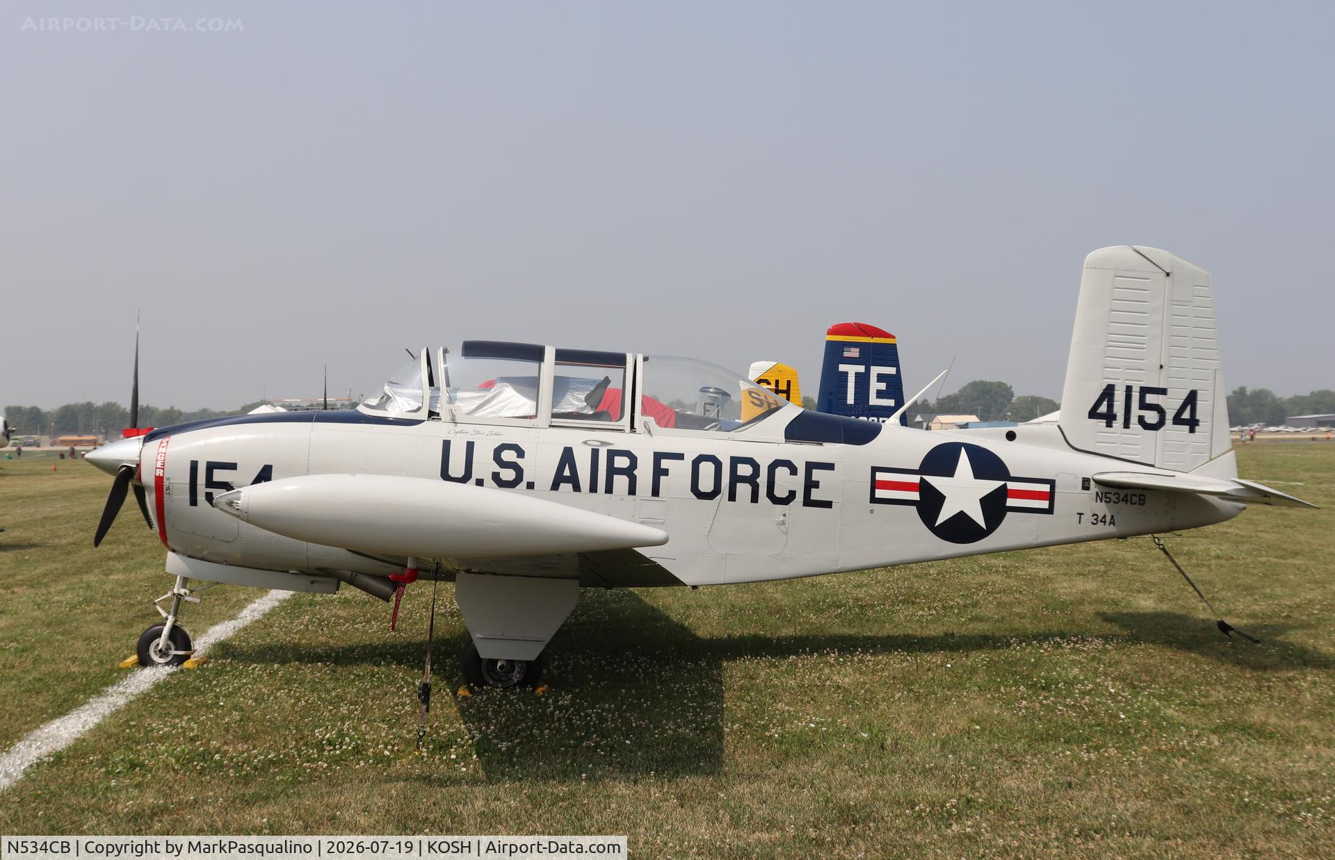 Aircraft N534CB, 1953 Beech (CCF) T-34A (A45) Mentor, c/n CCF34-123, Beech T-34A, at KOSH, photo by MarkPasqualino