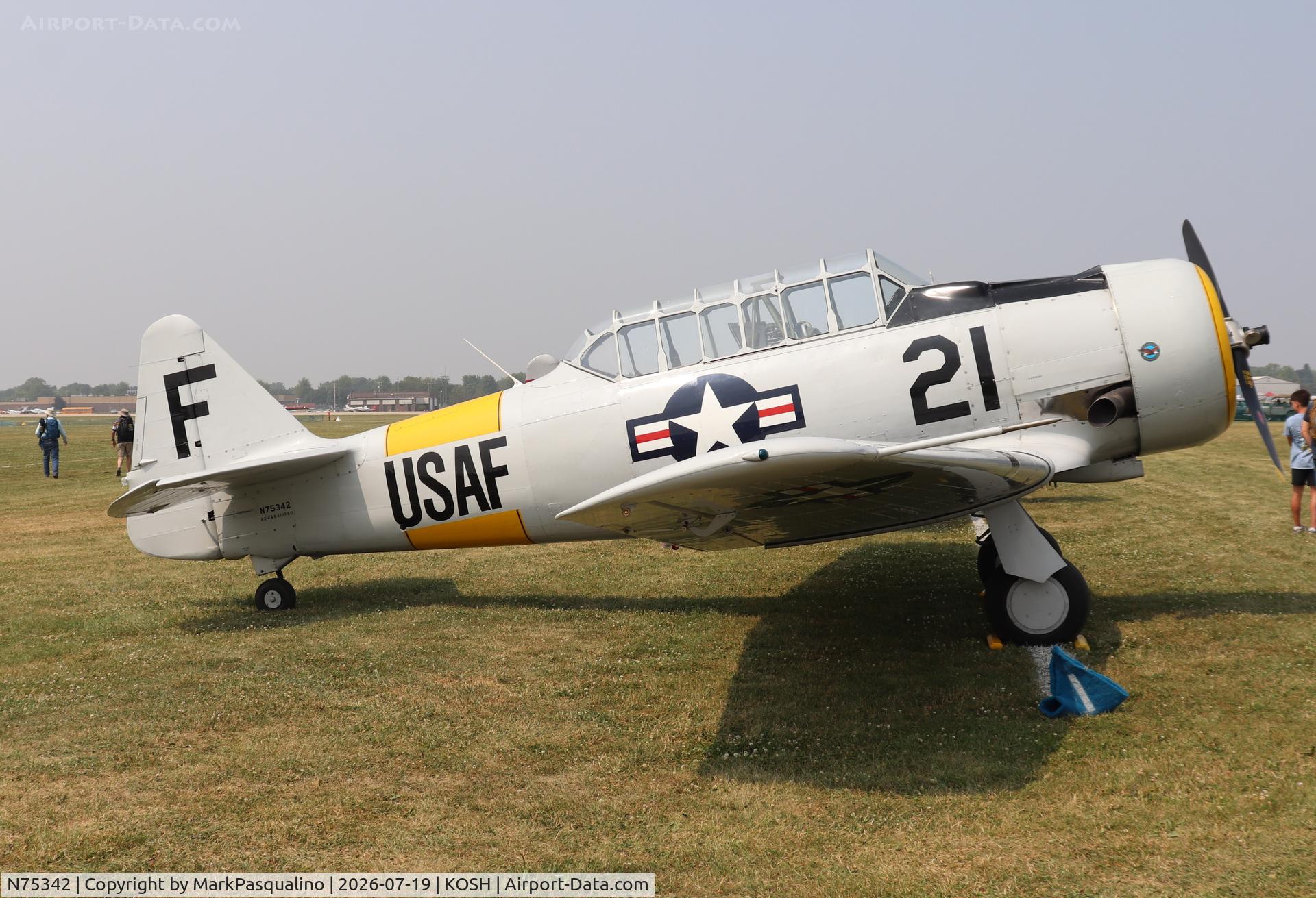 Aircraft N75342, 1956 North American AT-6D Texan, c/n 42-44641, North American AT-6D, at KOSH, photo by MarkPasqualino