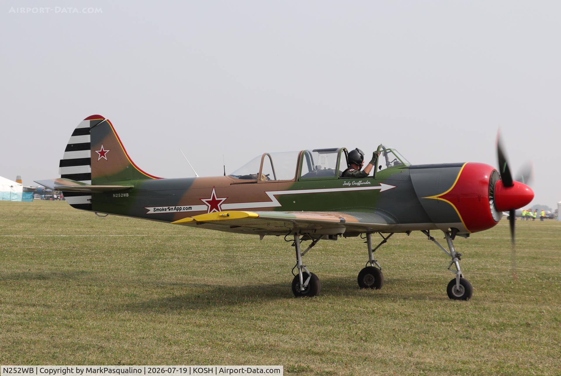 Aircraft N252WB, 2000 Yakovlev (Aerostar) Yak-52W, c/n 0012212, Yakovlev Yak-52W, at KOSH, photo by MarkPasqualino
