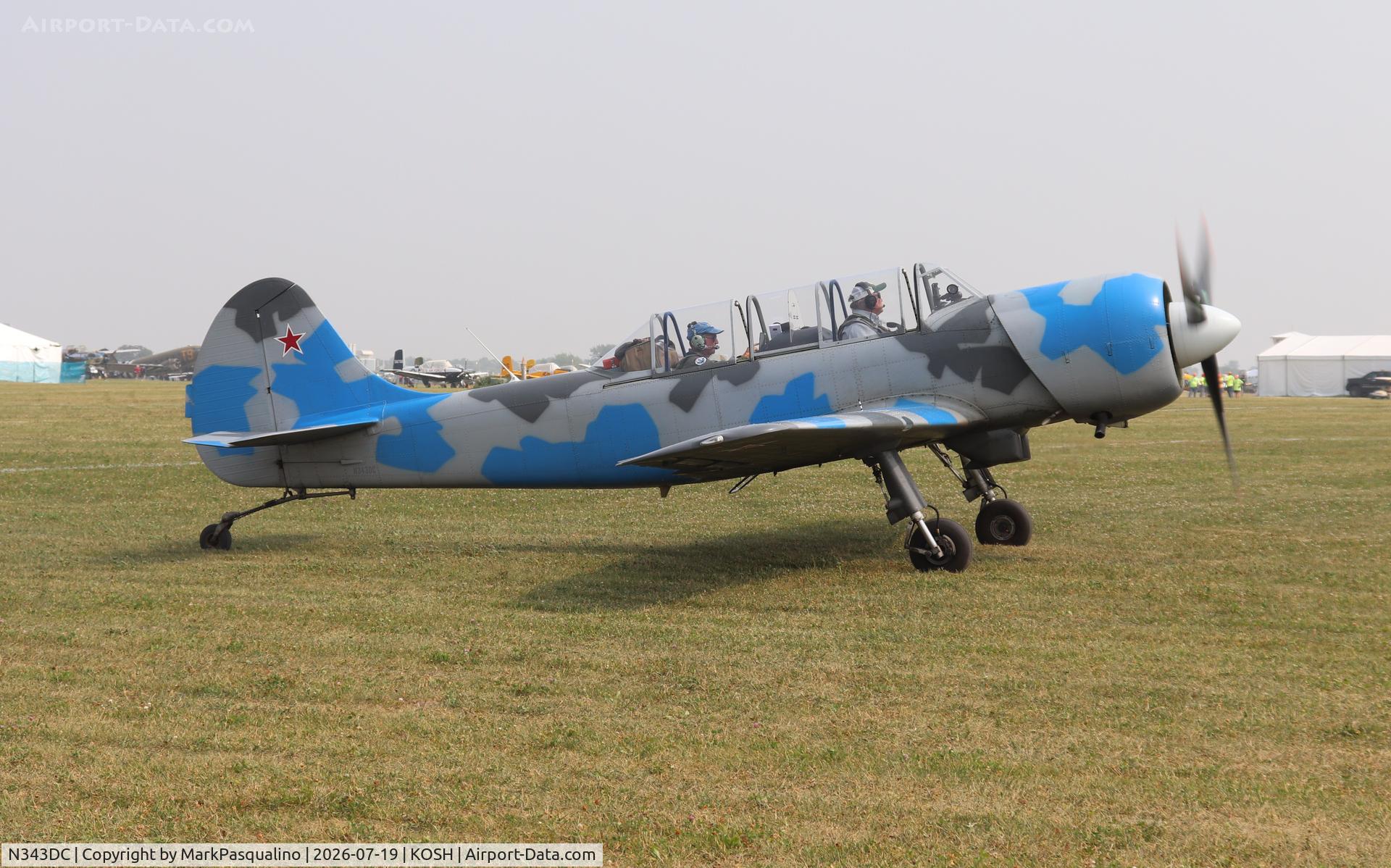 Aircraft N343DC, 2004 Yakovlev (Aerostar) Yak-52TW, c/n 0412508, Yakovlev Yak-52TW, at KOSH, photo by MarkPasqualino