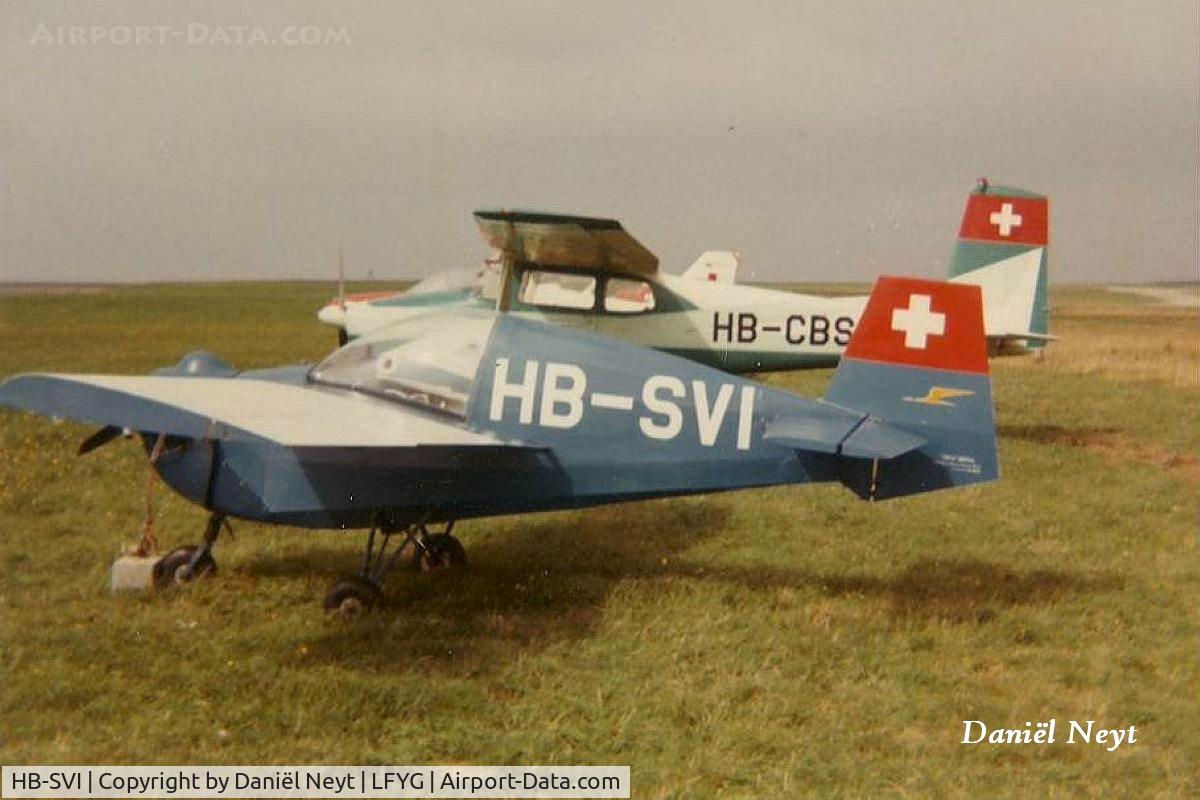 Aircraft HB-SVI, 1960 Tipsy T.66 Nipper 2, c/n 53, Light aircraft meeting at Cambrai Niergnies on 14-08-1971., at LFYG, photo by Daniël Neyt