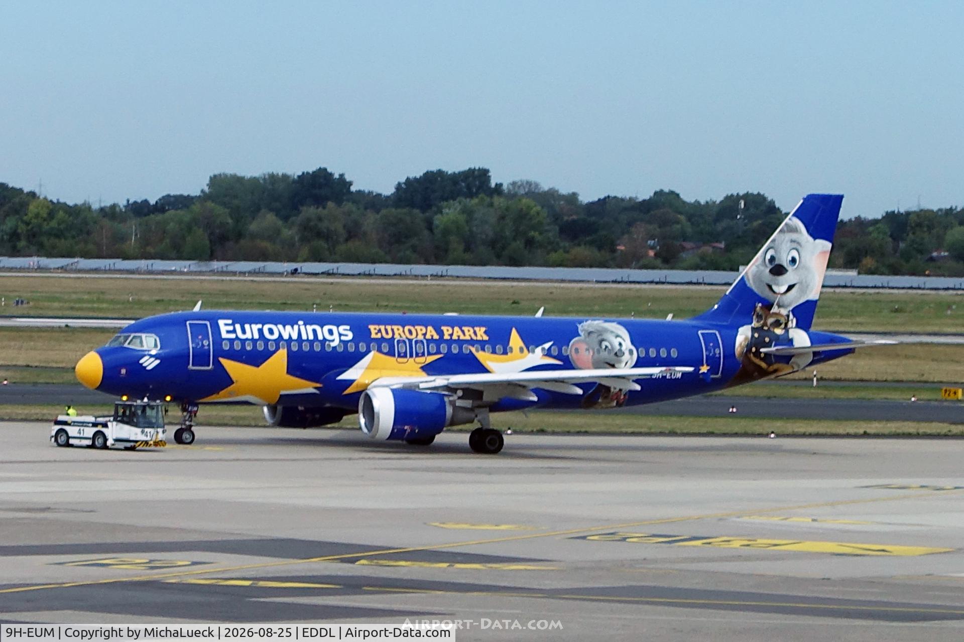Aircraft 9H-EUM, 2007 Airbus A320-214, c/n 3121, This aircraft, with the same special Europa Park livery, was formerly registered as D-ABDQ, at EDDL, photo by MichaLueck