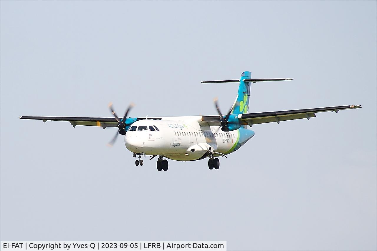 Aircraft EI-FAT, 2013 ATR 72-600 (72-212A), c/n 1097, ATR 42 600, Short approach rwy 25L, Brest-Bretagne airport (LFRB-BES), at LFRB, photo by Yves-Q