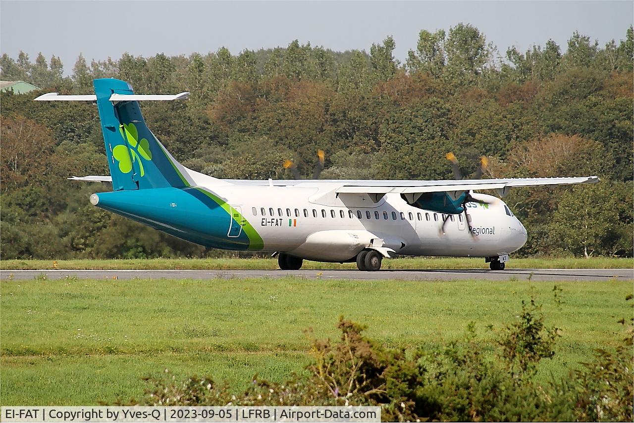 Aircraft EI-FAT, 2013 ATR 72-600 (72-212A), c/n 1097, ATR 42 600, Taxiing rwy 25L, Brest-Bretagne airport (LFRB-BES), at LFRB, photo by Yves-Q